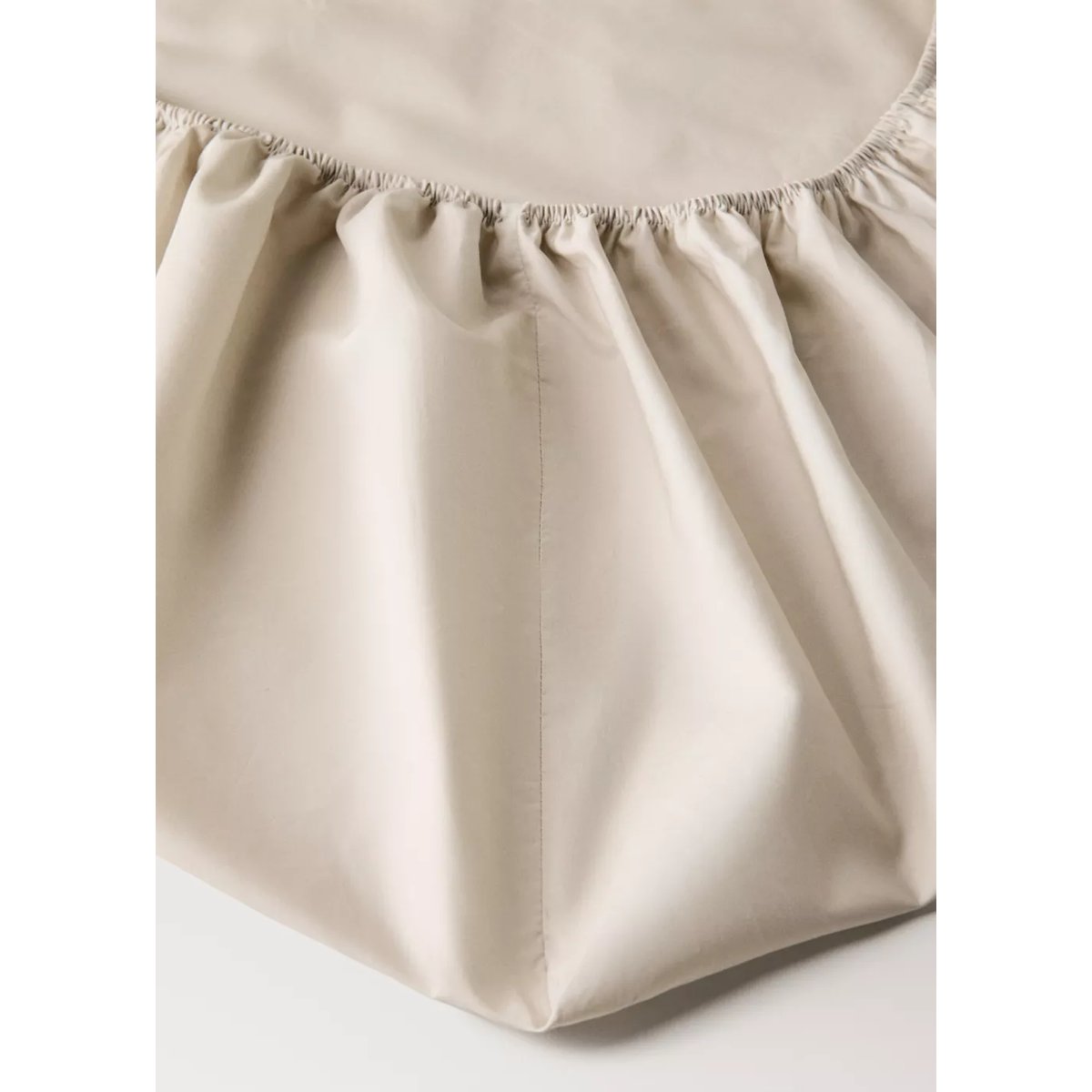 Drap-housse percale de coton 500 fils lit 180 cm sable, MANGO HOME
