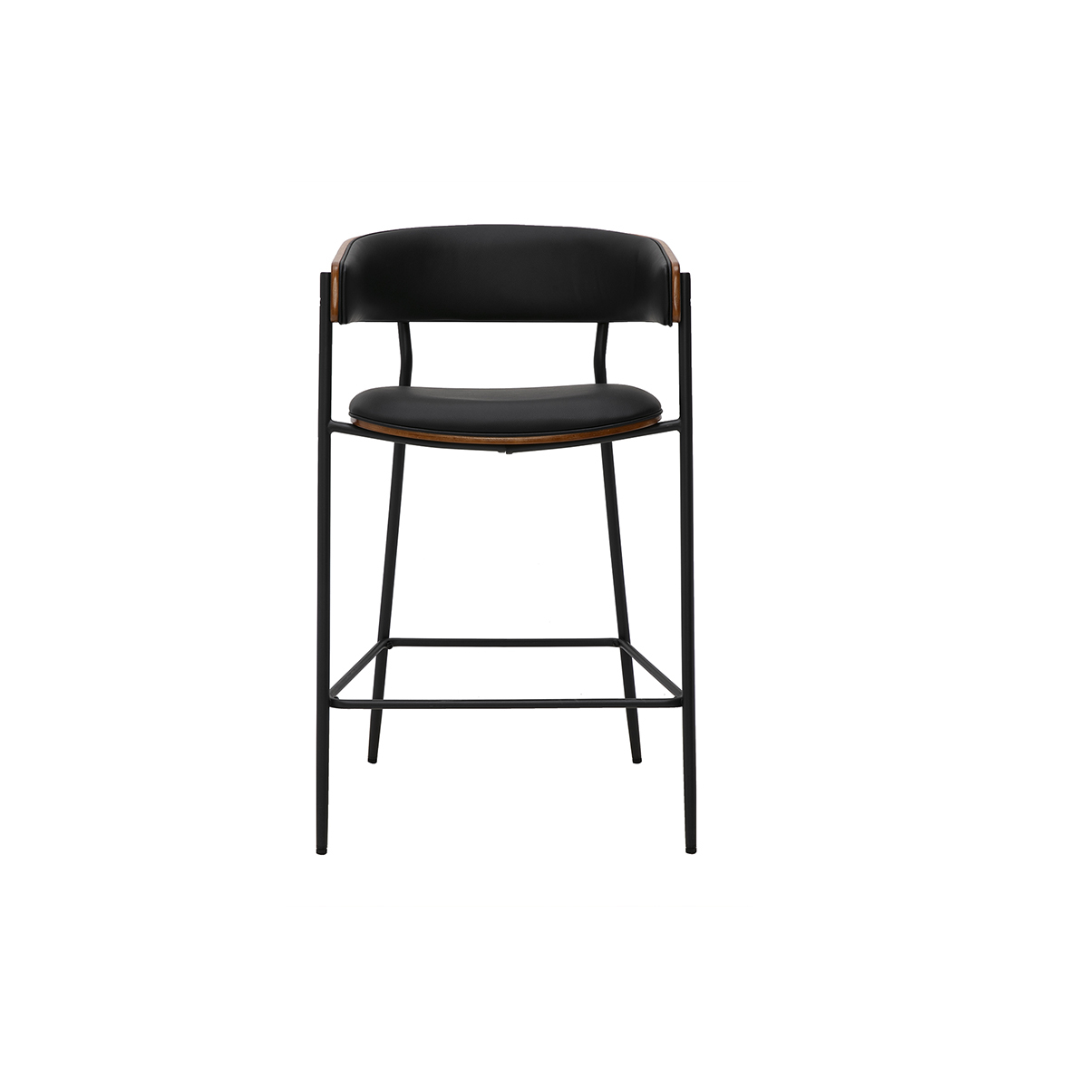 Tabourets de bar design noirs et bois foncé noyer H66.5 cm (lot de 2) DANTE noir, MILIBOO