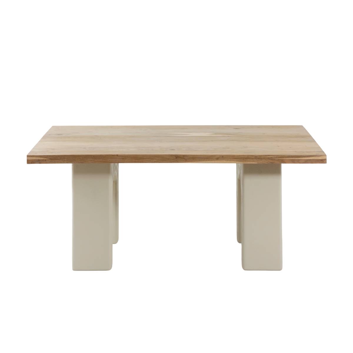 Table à manger en bois effet béton rectangle DALVA blanc, MADE IN MEUBLES