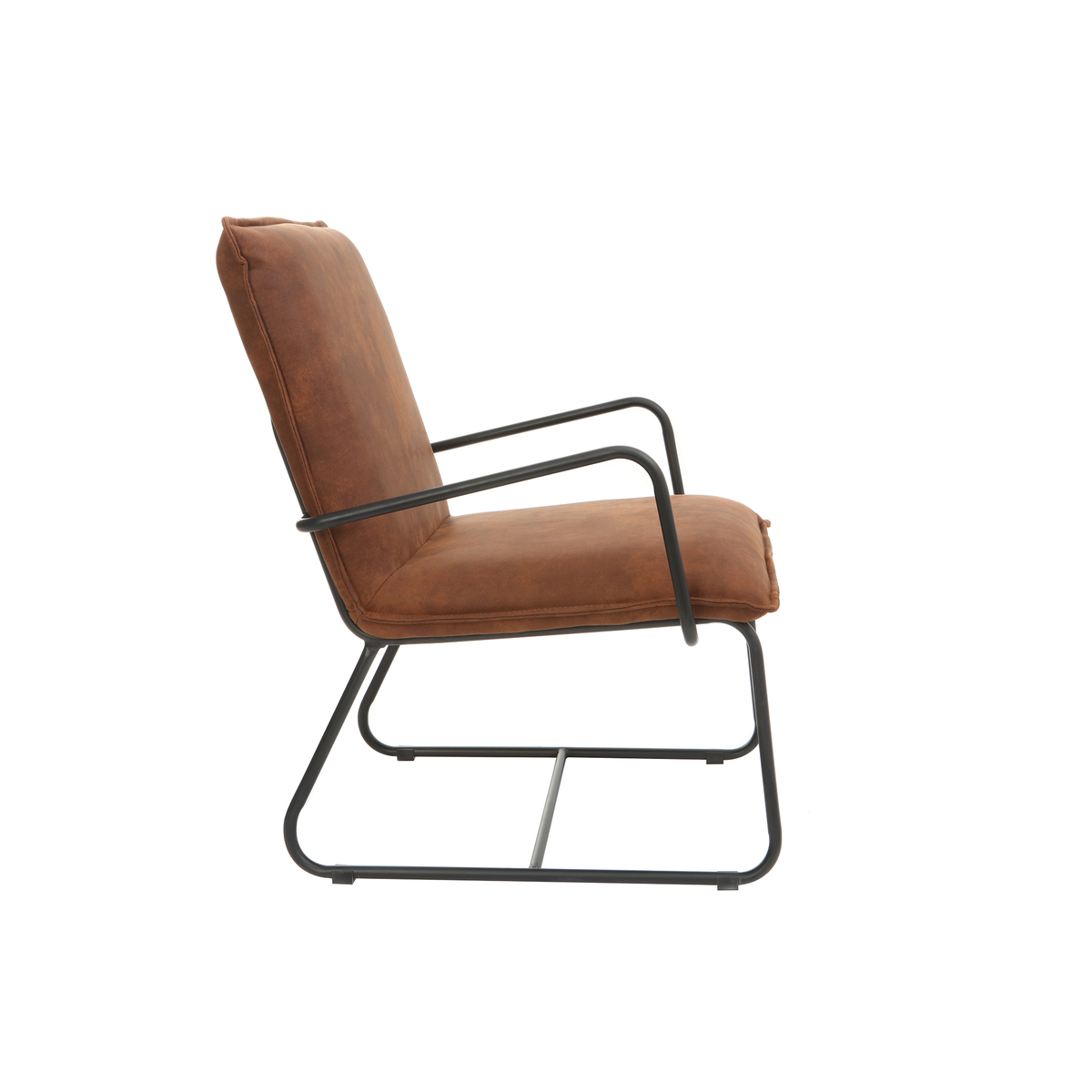 Fauteuil vintage marron et métal noir MERCY marron, MILIBOO