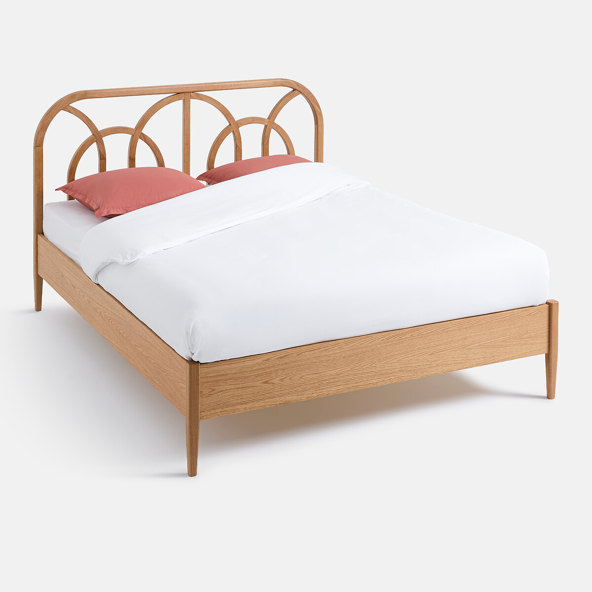 Bett ANDI mit Lattenrost, aus massiver Eiche und Eichenfurnier eiche, LA REDOUTE INTERIEURS