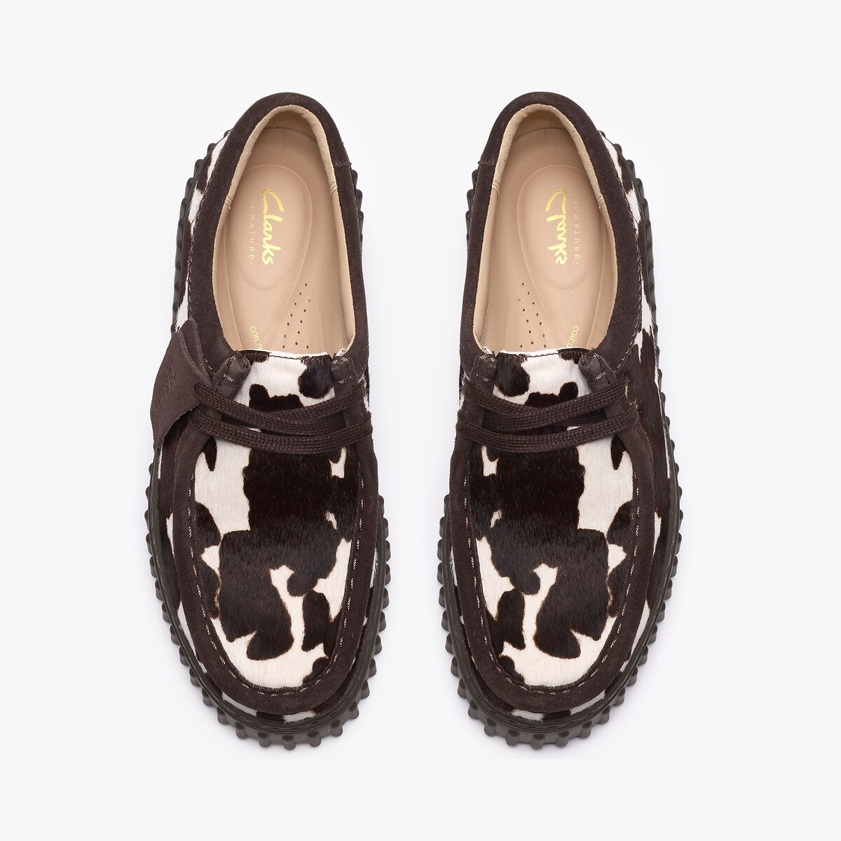 Zapatos de piel, TORHILL BEE, estampado de vaca blanco/marrón, CLARKS