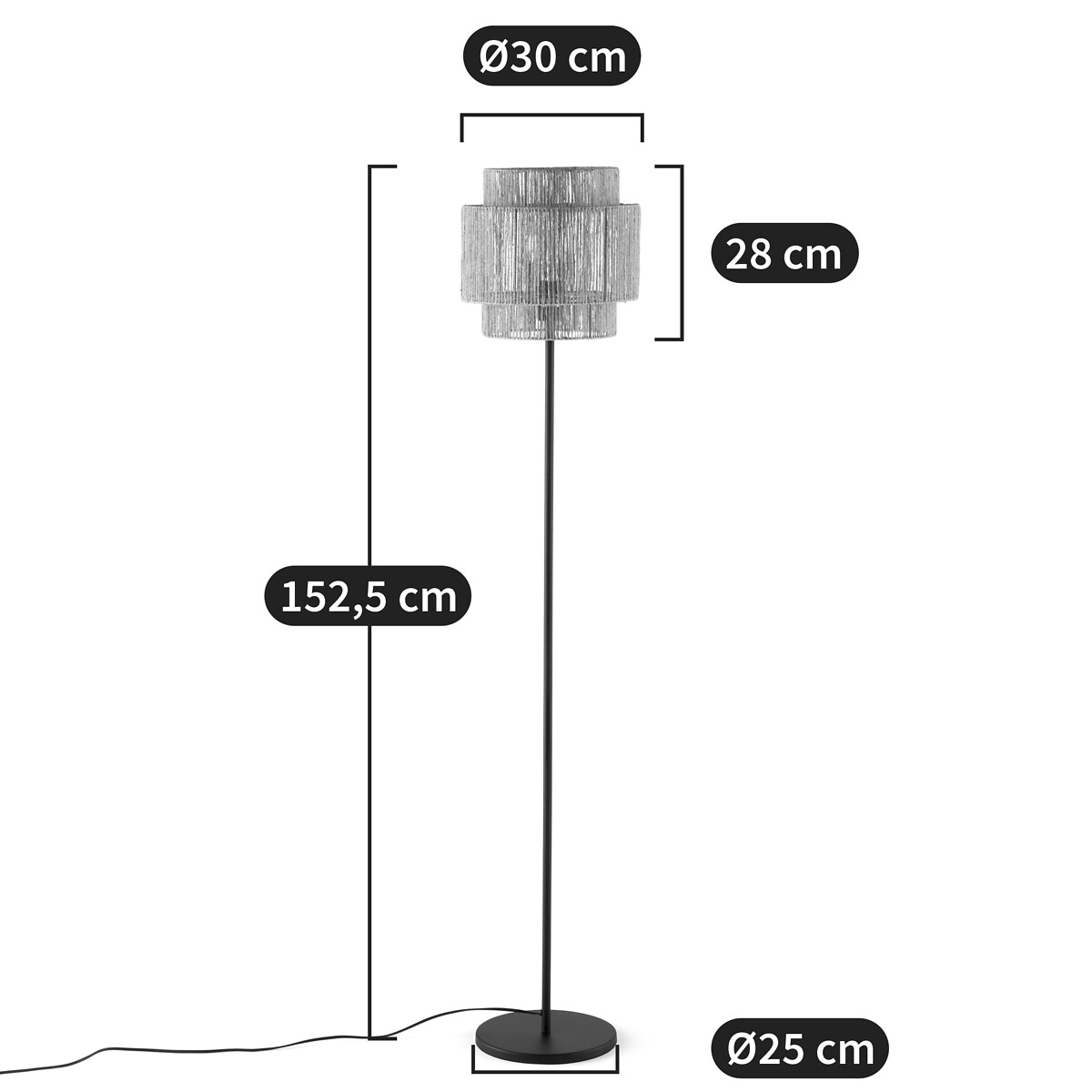 Lampadaire en métal fer et chanvre, Yaku naturel, LA REDOUTE INTERIEURS