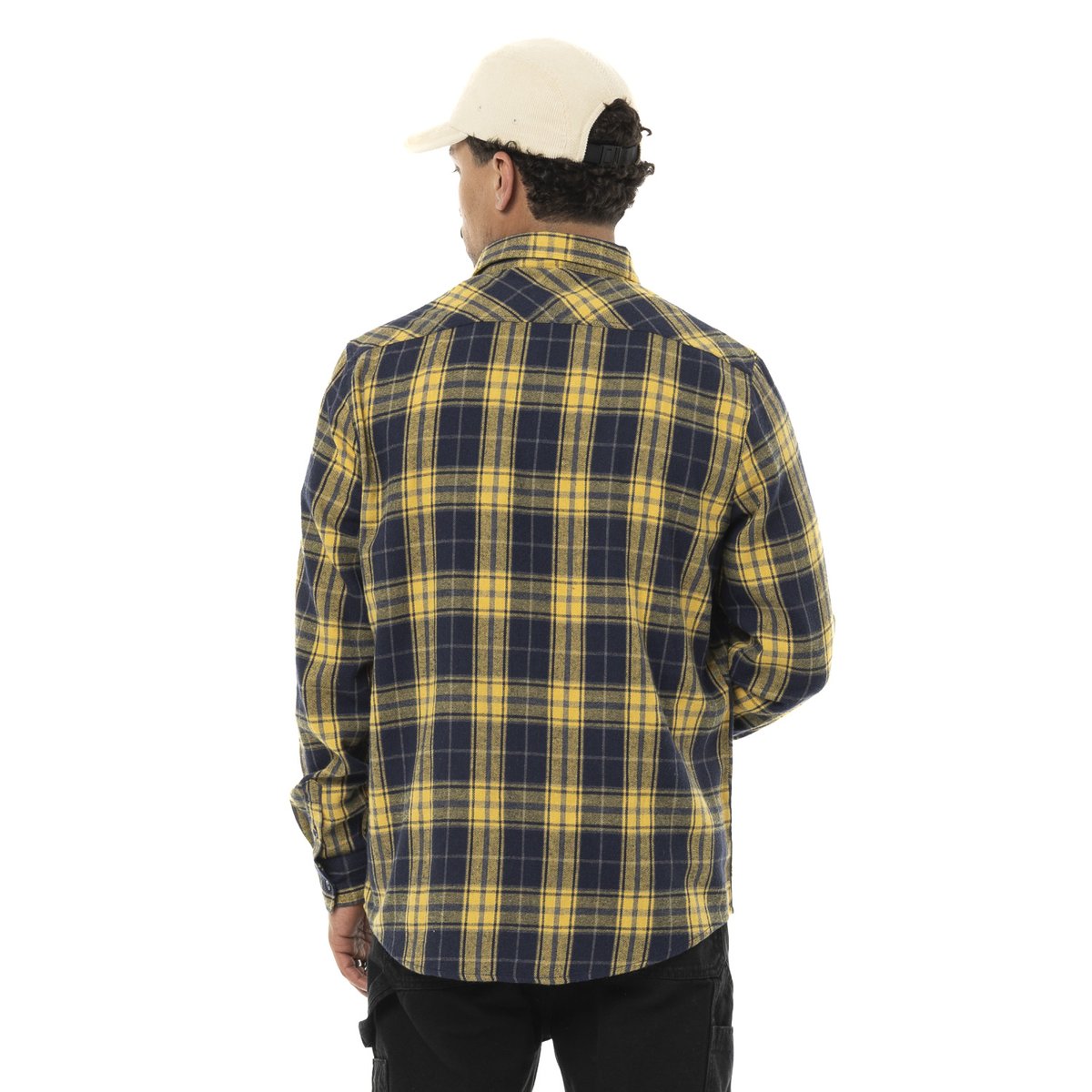 Surchemise bucheron structurée coton jaune/bleu foncé, VON DUTCH