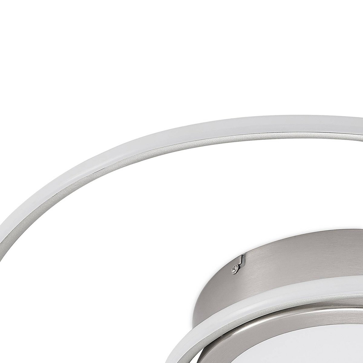Plafonnier en aluminium moderneLED, Bovia aspect nickel satiné, LINDBY