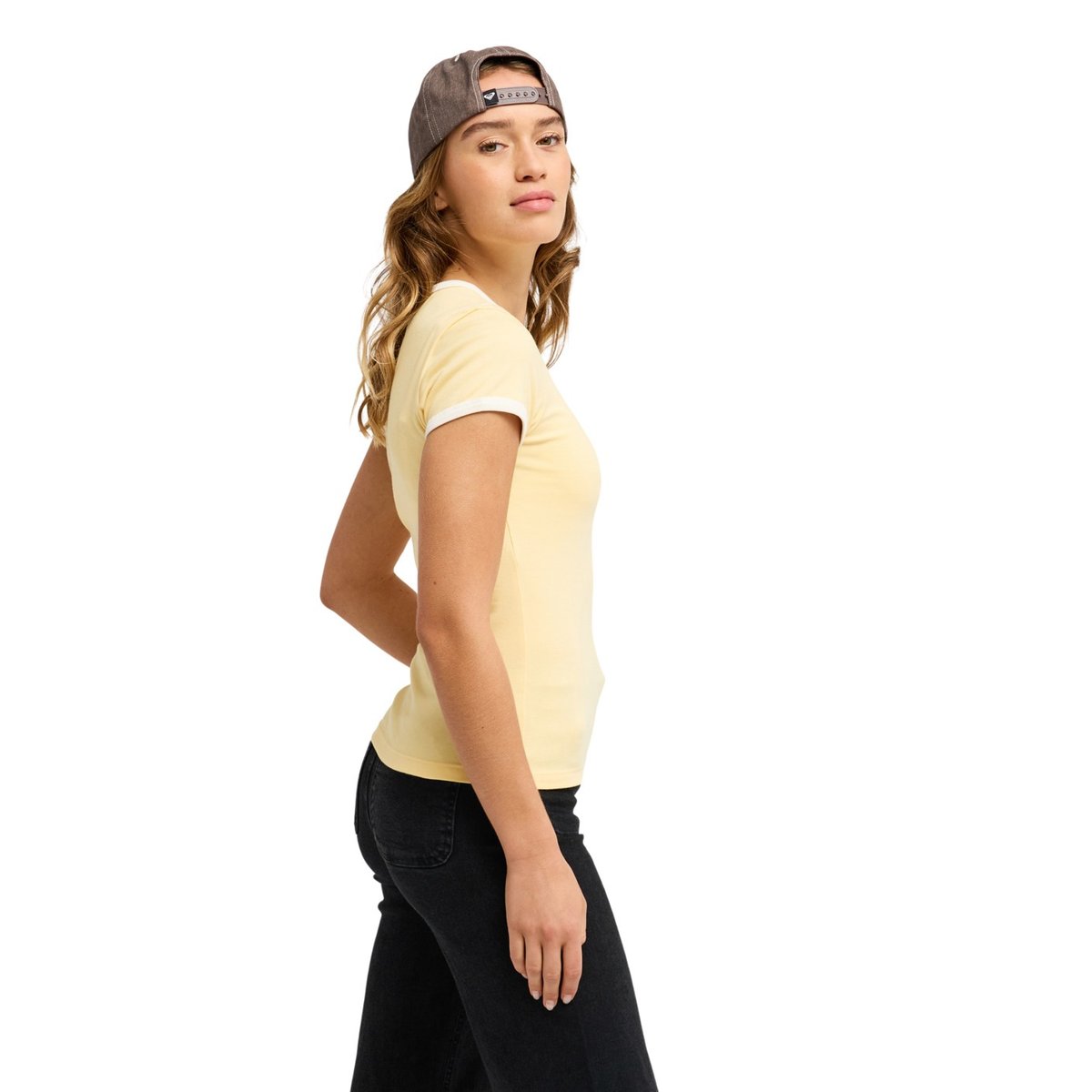 T-shirt ajusté à manches courtes LADIE POP. jaune golden haze, ROXY