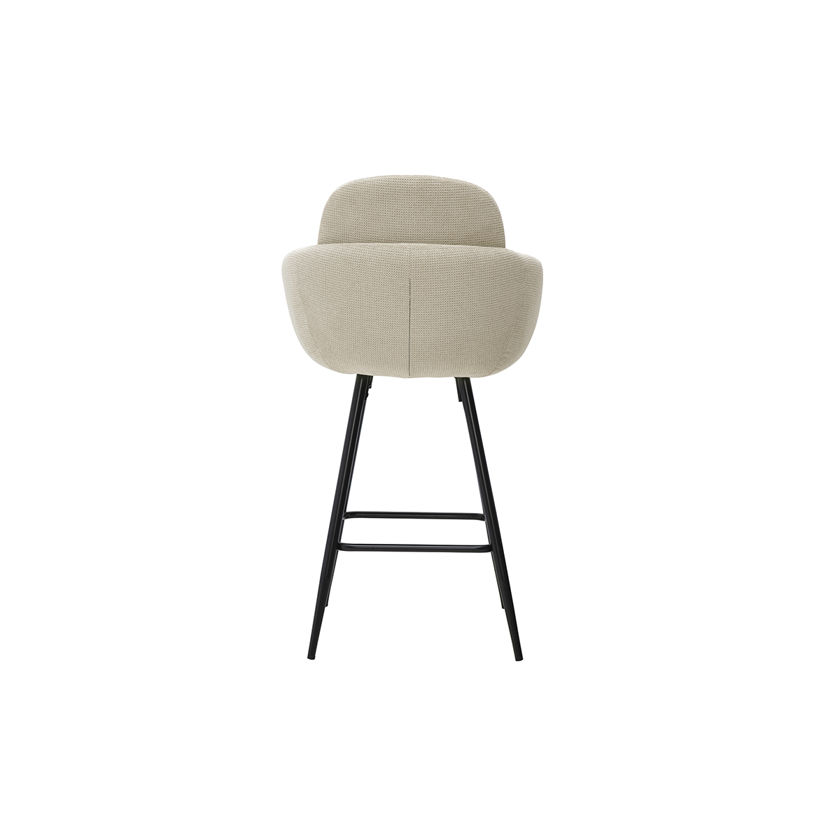 Tabourets de bar en tissu chenille terre brûlée et métal noir H68.5 cm (lot de 2) SLAKE beige, MILIBOO