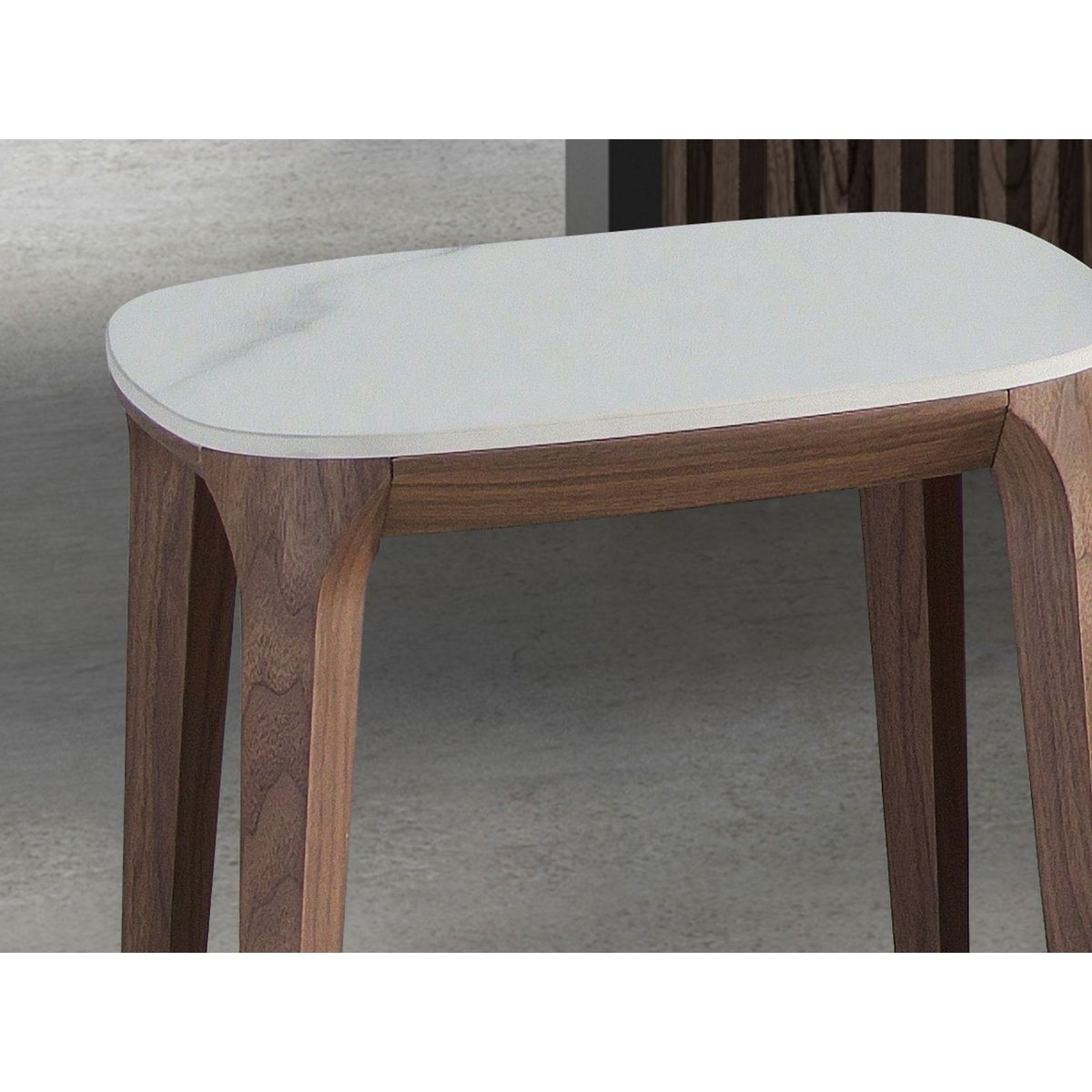 Table d'angle carrée en marbre porcelaine et noyer blanc | noyer, ANGEL CERDA