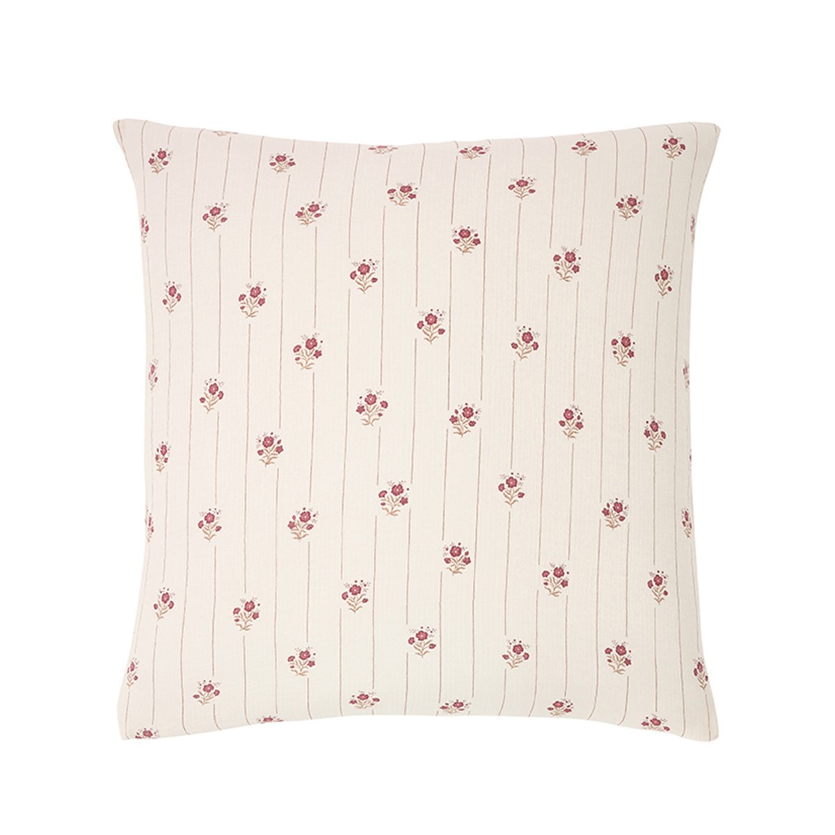 Taie d'oreiller imprimée en gaze de coton, ŒILLETS D'ORIENT rose clair, ESSIX