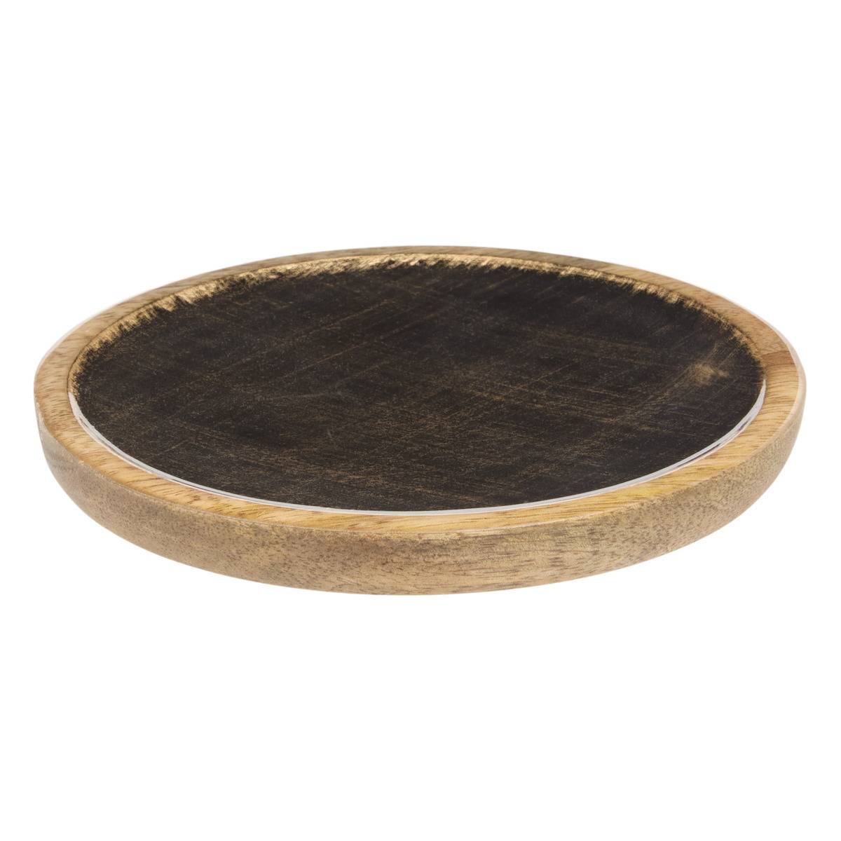 Assiette de présentation ronde en manguier AVA noir, ATMOSPHERA