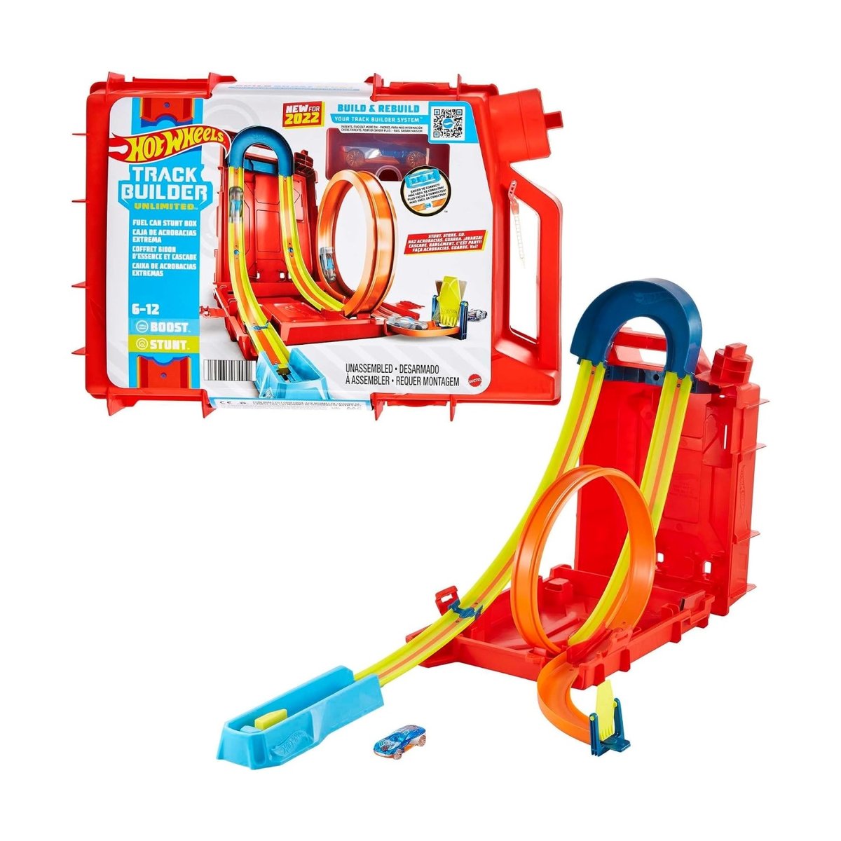 Track Builder Unlimited : boîte de cascades bidon d'essence multicolore, MATTEL