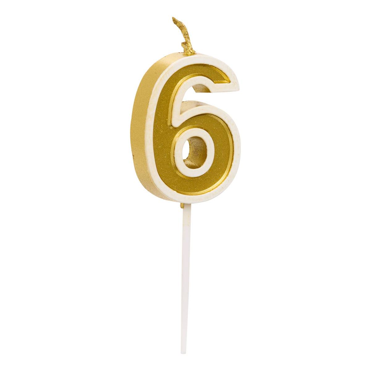 Bougie d'anniversaire Numéro 6 ANNIVERSAIRE doré, 5FIVE SIMPLY SMART