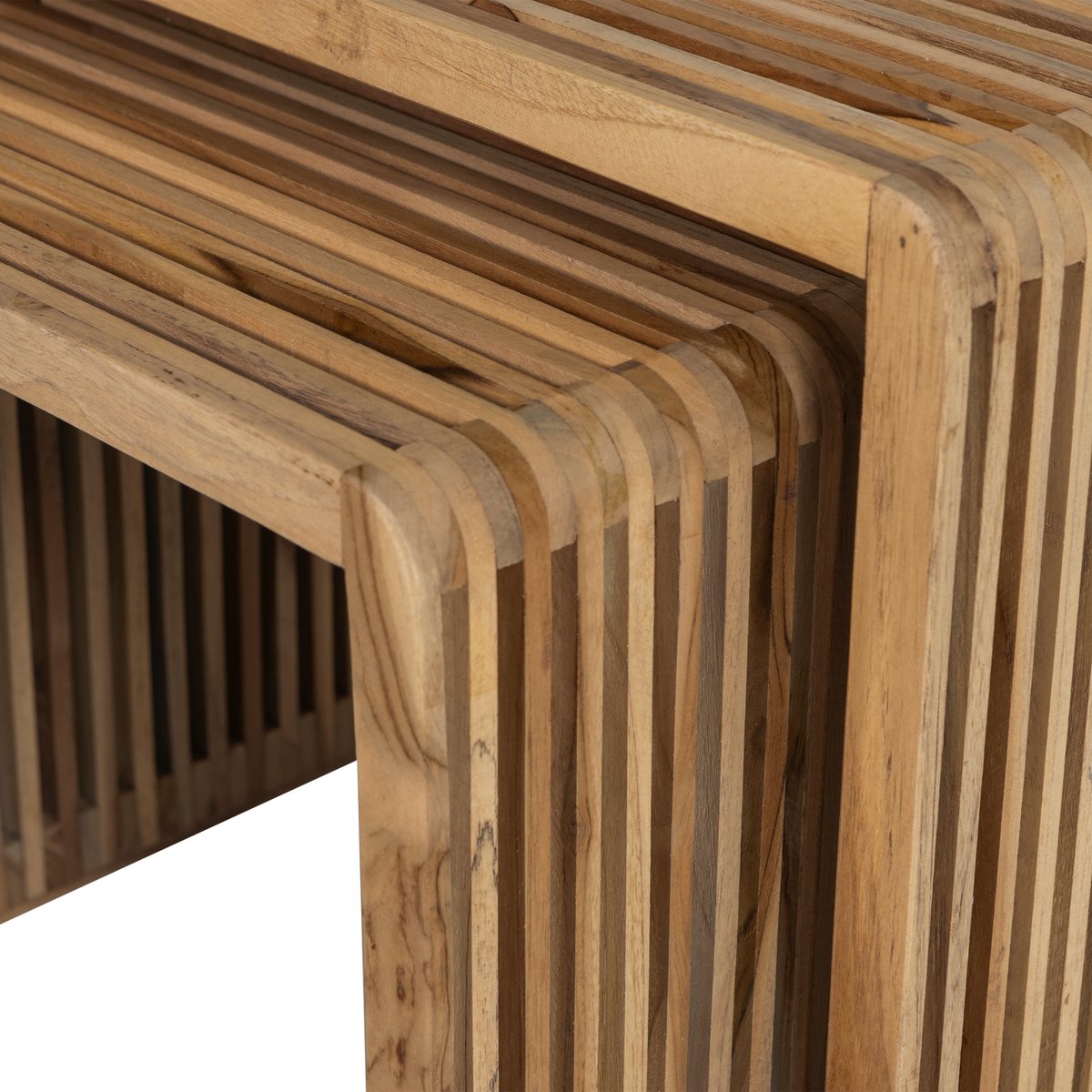 Lot de 2 table d'appoint en teck recyclé JASMIJN naturel, WOOOD
