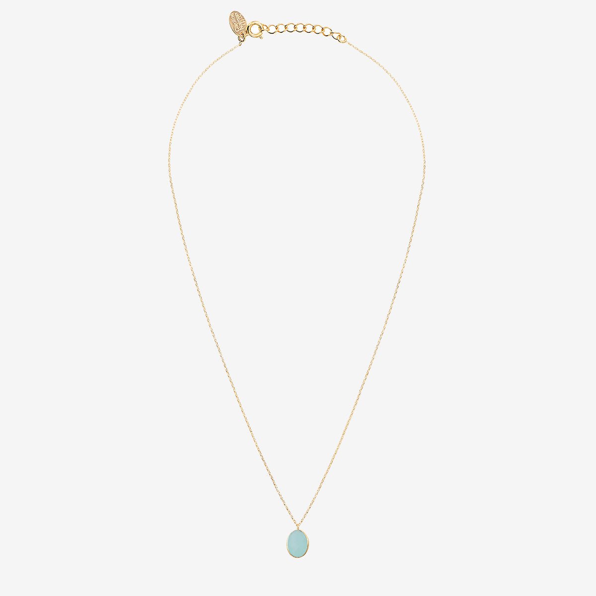 Collier doré calcedoine bleue - serti pm bleu, CAROLINE NAJMAN