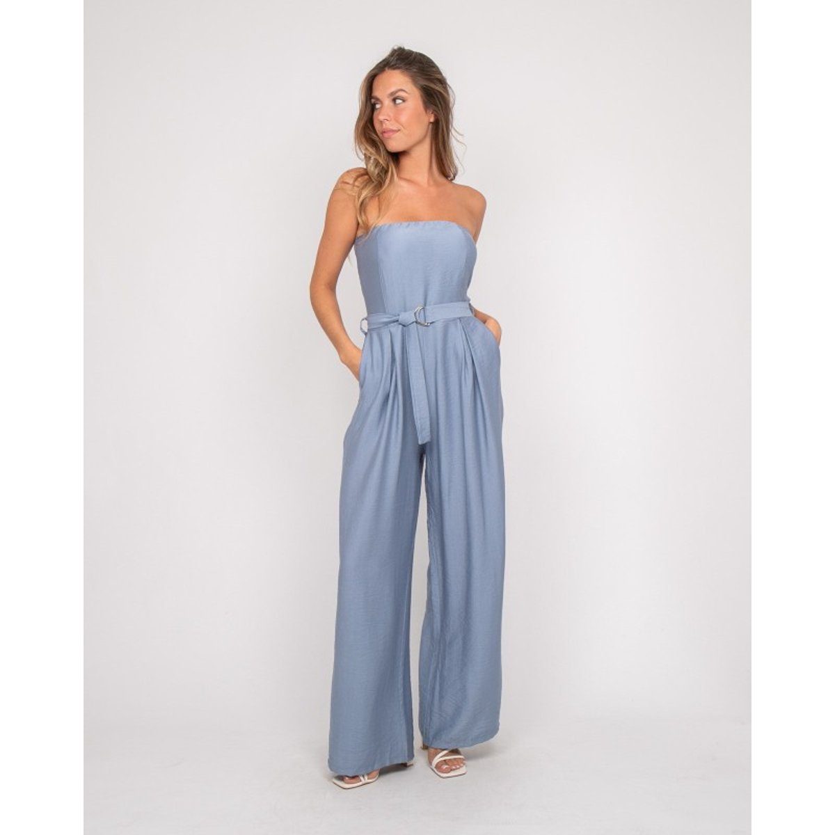 Combinaison Pantalon Bustier Evilia bleu, DONA LISA