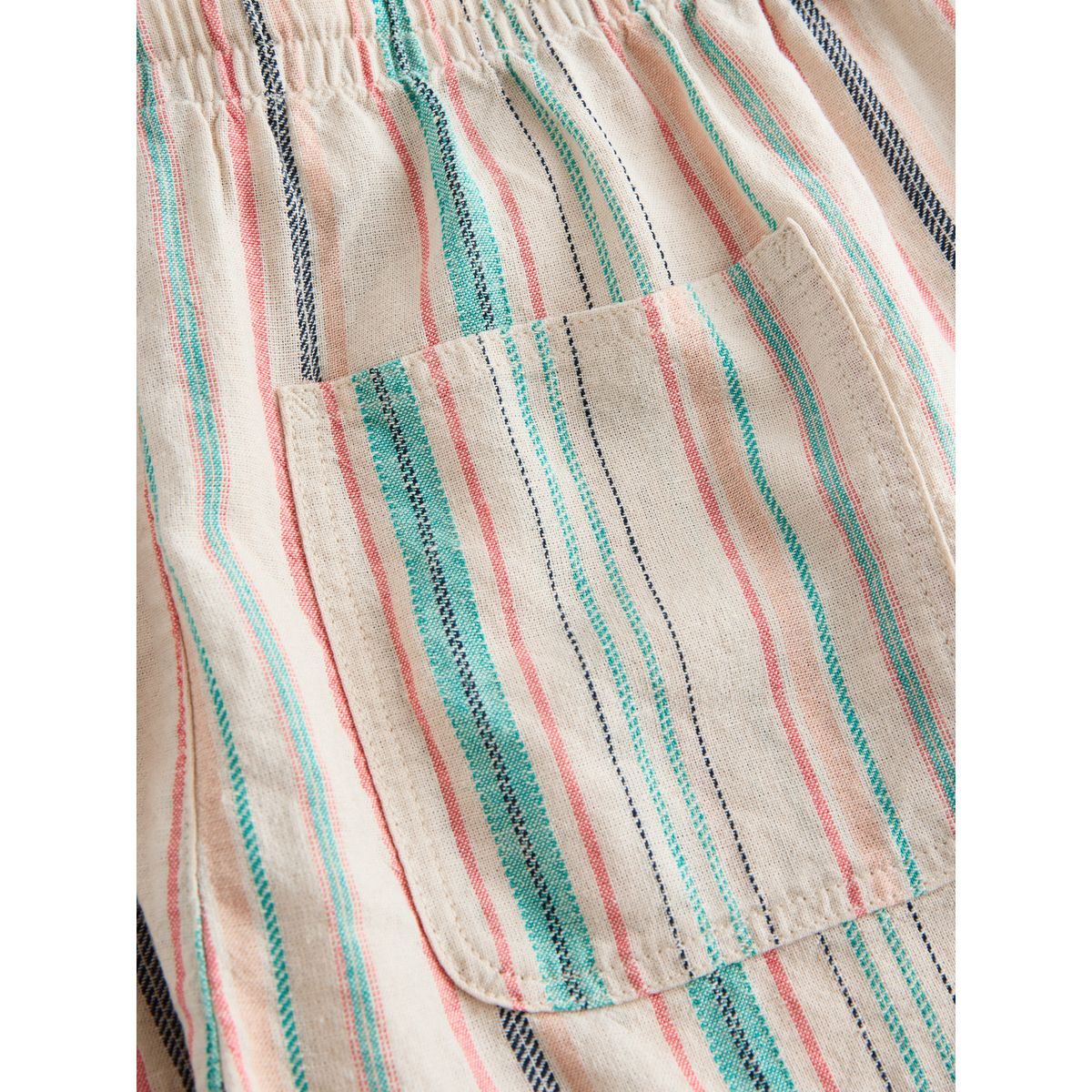 Short en lin mélangé avec taille élastique rayures multicolores, NEXT
