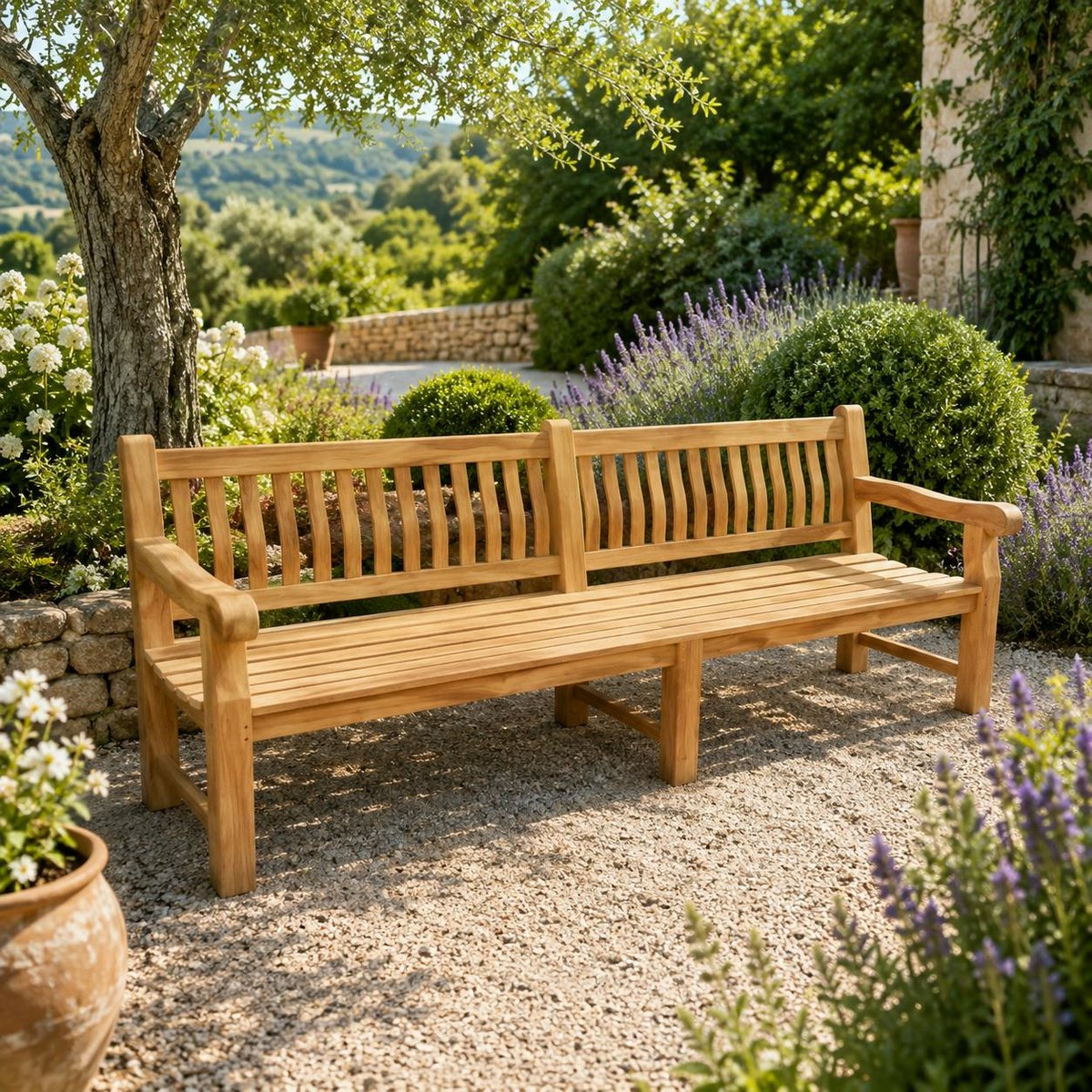Banc de jardin en bois de teck 250 cm LORCA bois naturel, PIER IMPORT