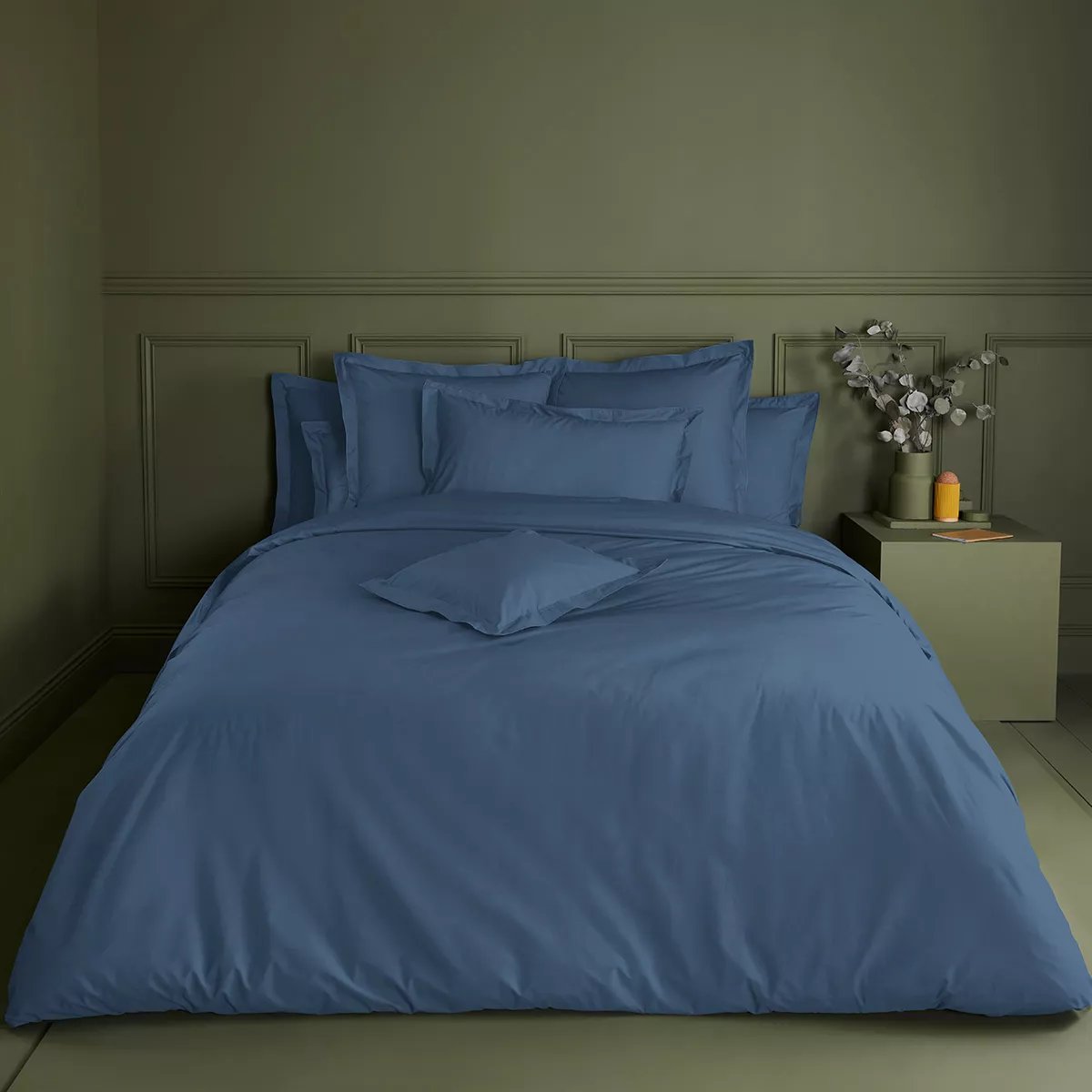 Drap housse b35 percale de coton GIULIA denim, GARNIER THIEBAUT