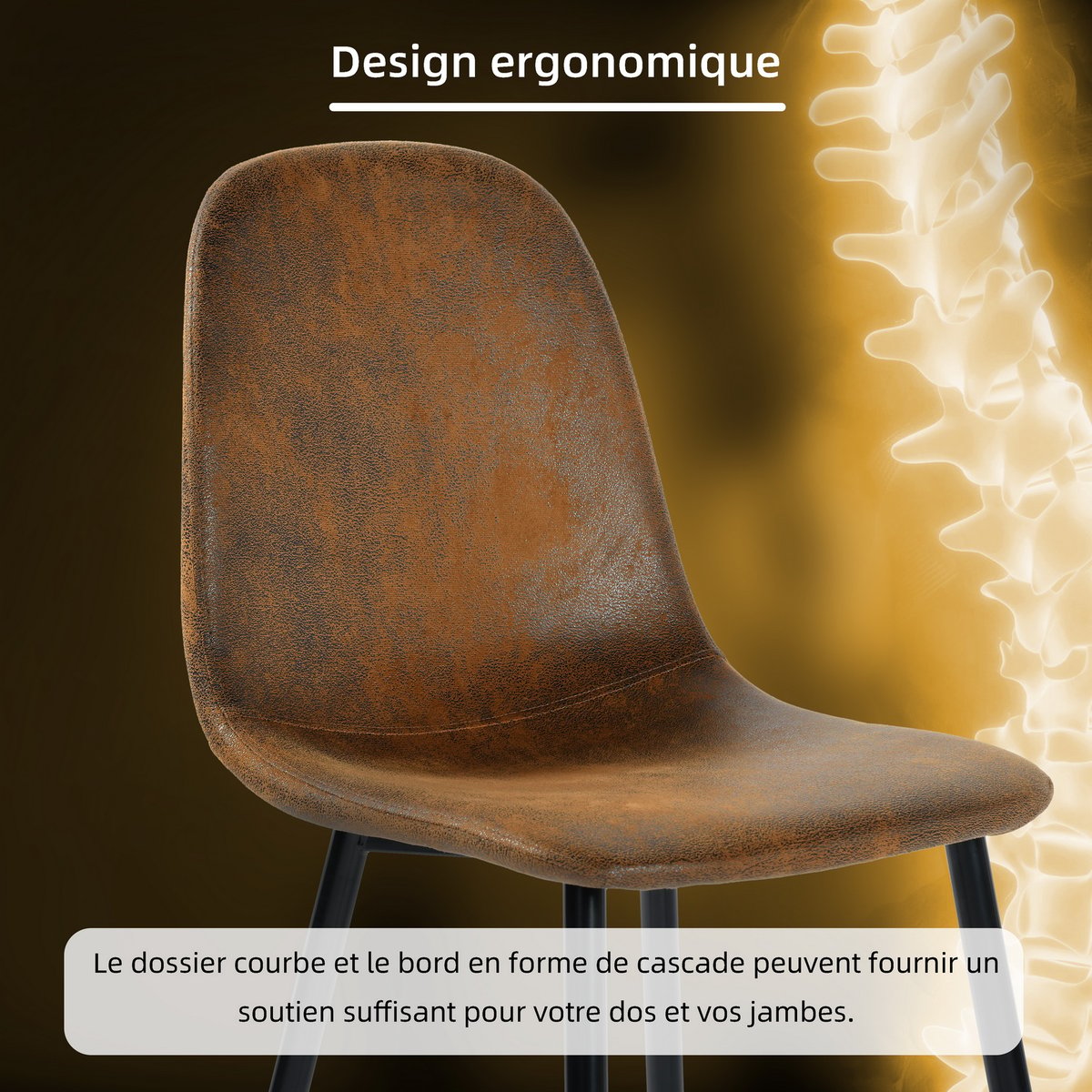 Lot de 4 chaises de salle à manger industriel, CHARLTON S marron, MEUBLES COSY