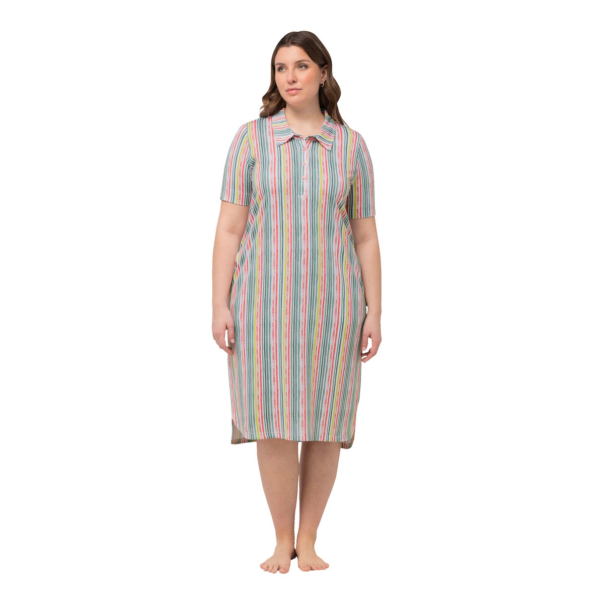 Chemise de nuit à rayures corail clair, ULLA POPKEN