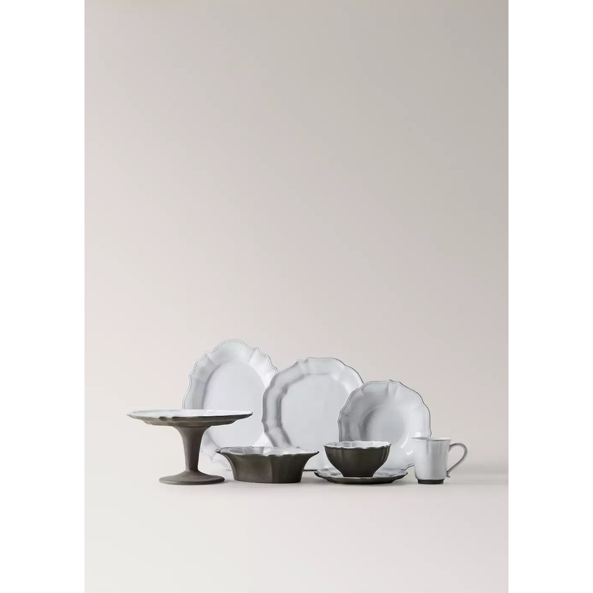 Grand bol en grès recyclé gris clair/pastel, MANGO HOME