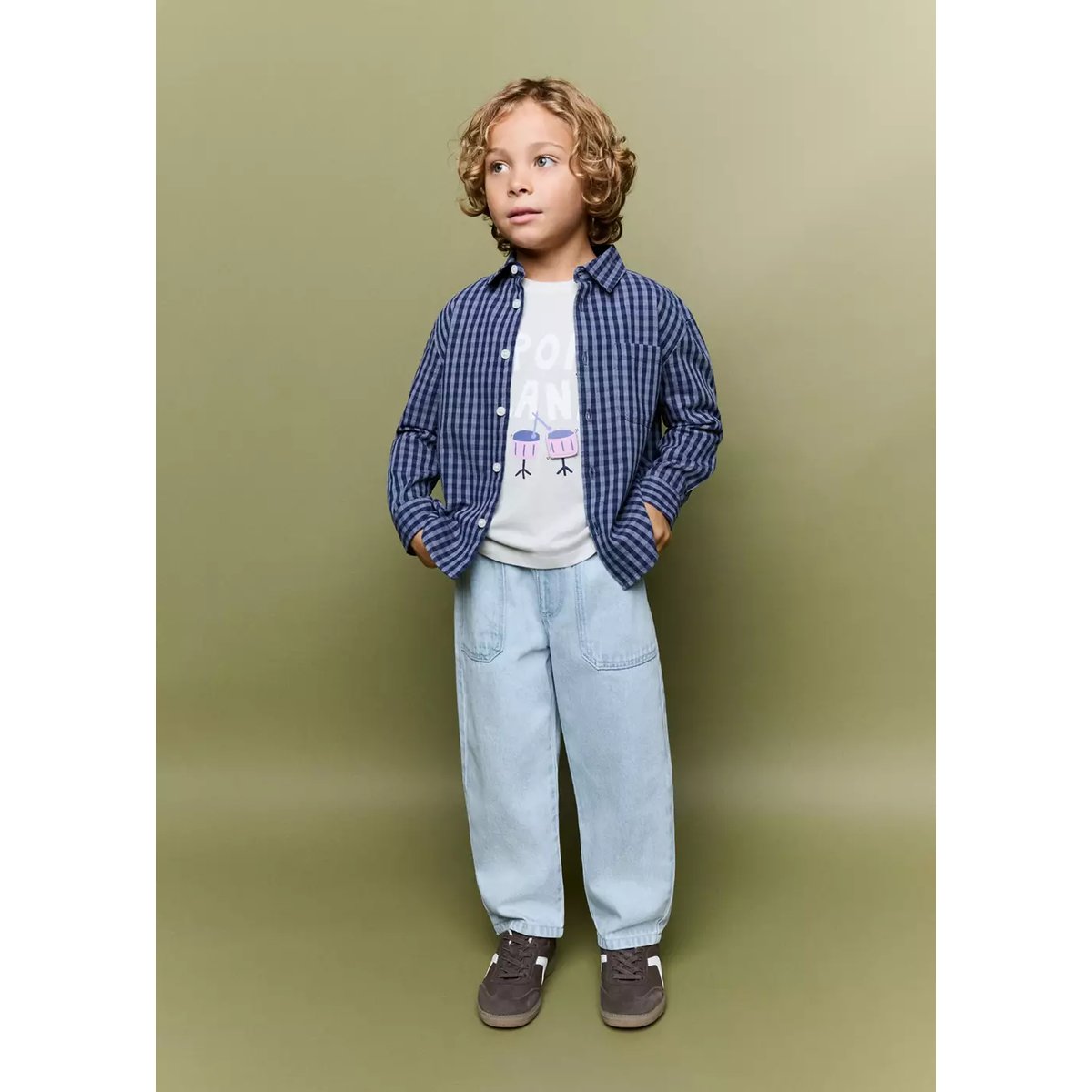 Jean droit taille élastique bleu clair, MANGO BABY