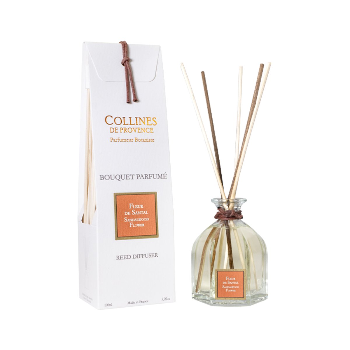 Diffuseur de parfum FLEUR DE SANTAL blanc, COLLINES DE PROVENCE