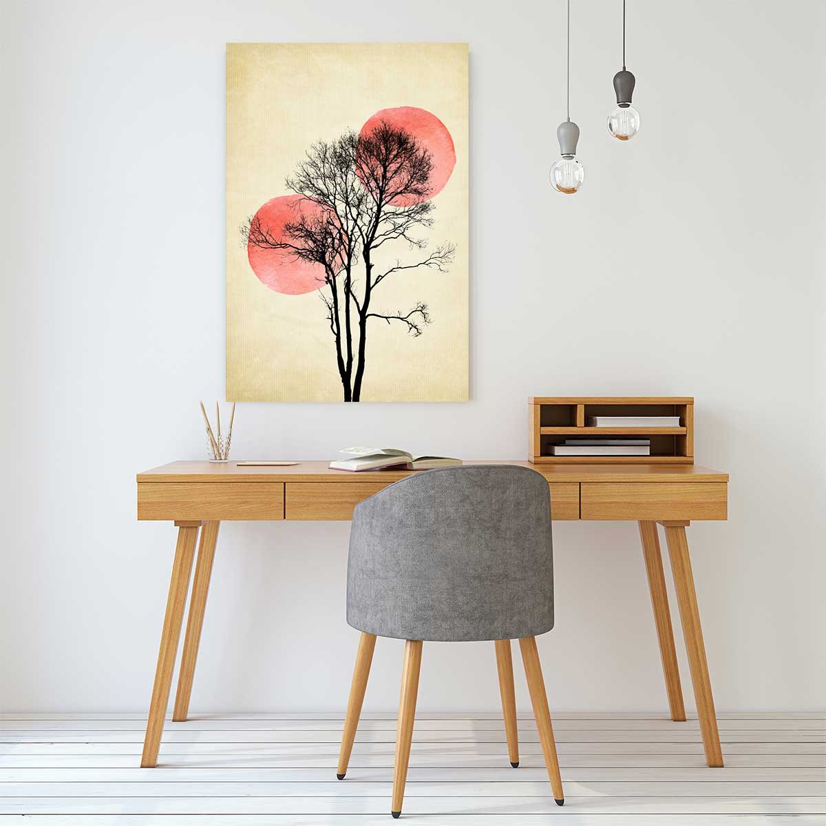 Tableau abstrait lune et soleil d'hiver tableau alu dibond, HEXOA