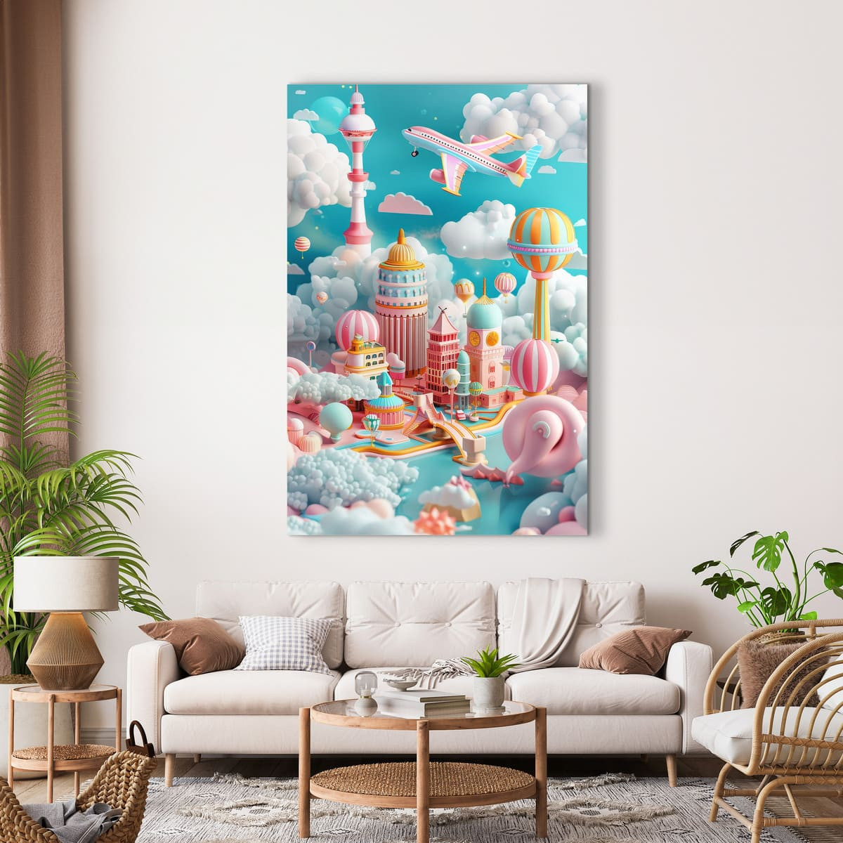 Tableau Mural Scène Onirique Aéro-urbaine ILLUSION tableau en verre synthétique, CEANOTHE