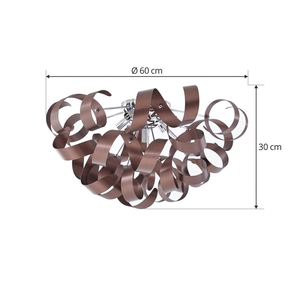 Plafonnier en aluminium design, Kaelor cuivre satiné, LUCANDE