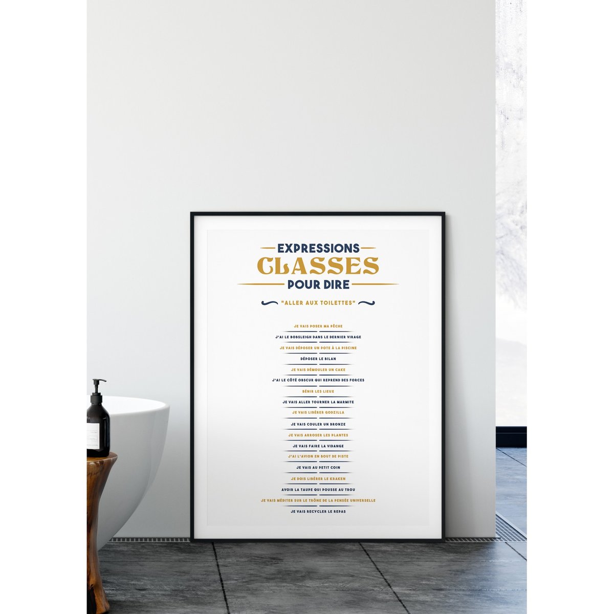 Affiche Expressions classes pour dire 'Je vais aux toilettes' blanc, L'AFFICHERIE