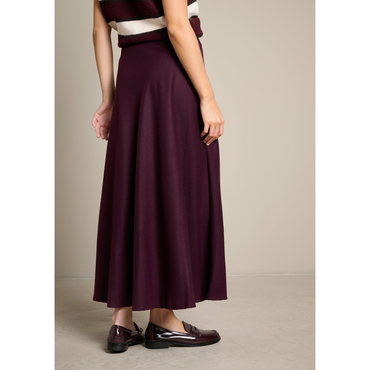 Jupe maxi évasée aubergine, LOLALIZA