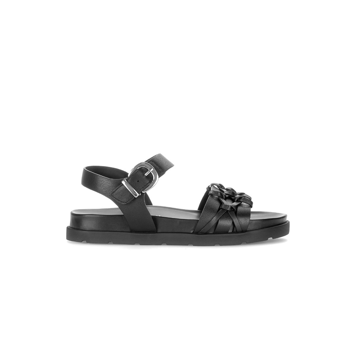 Sandales en cuir à talon compensé noir, GABOR