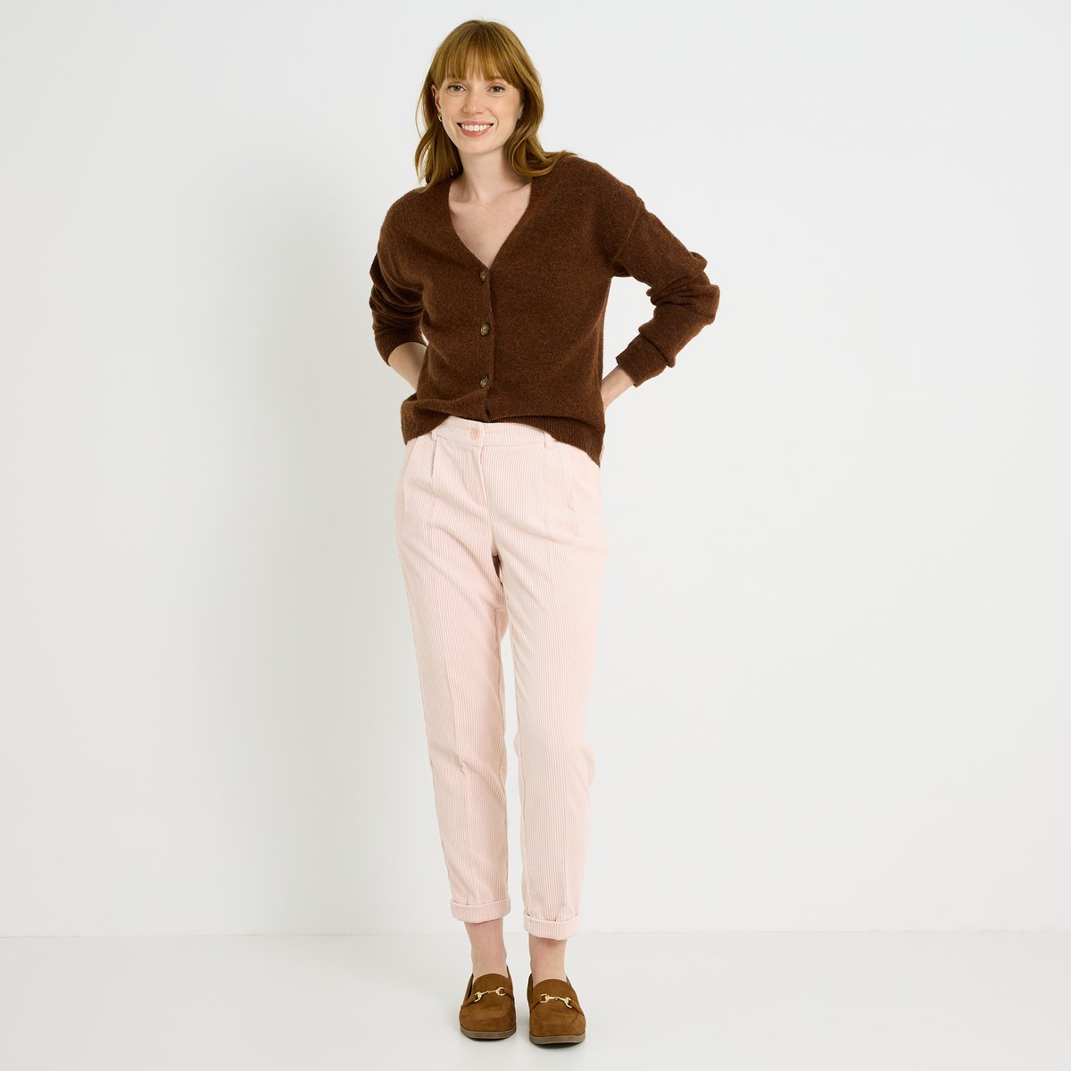 Pantalon en velours côtelé rose, GRAIN DE MALICE