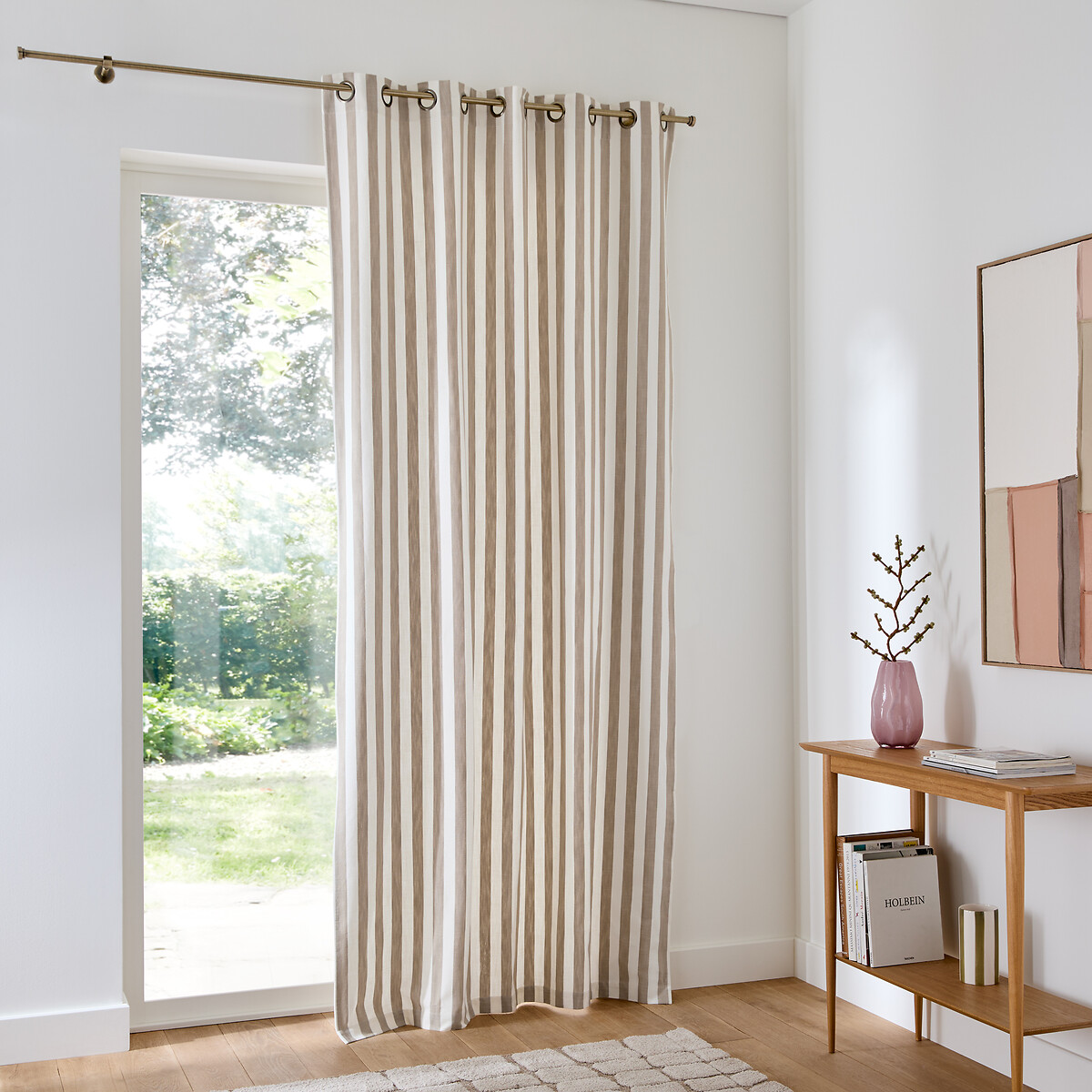 Cortina de algodón, ojales, Ramla beige , LA REDOUTE INTERIEURS