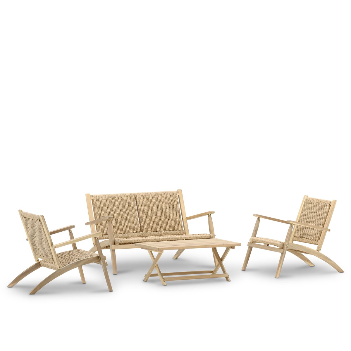 Salon de jardin 4 places pliant, bois, SERENA bois clair, DEFORA HOME