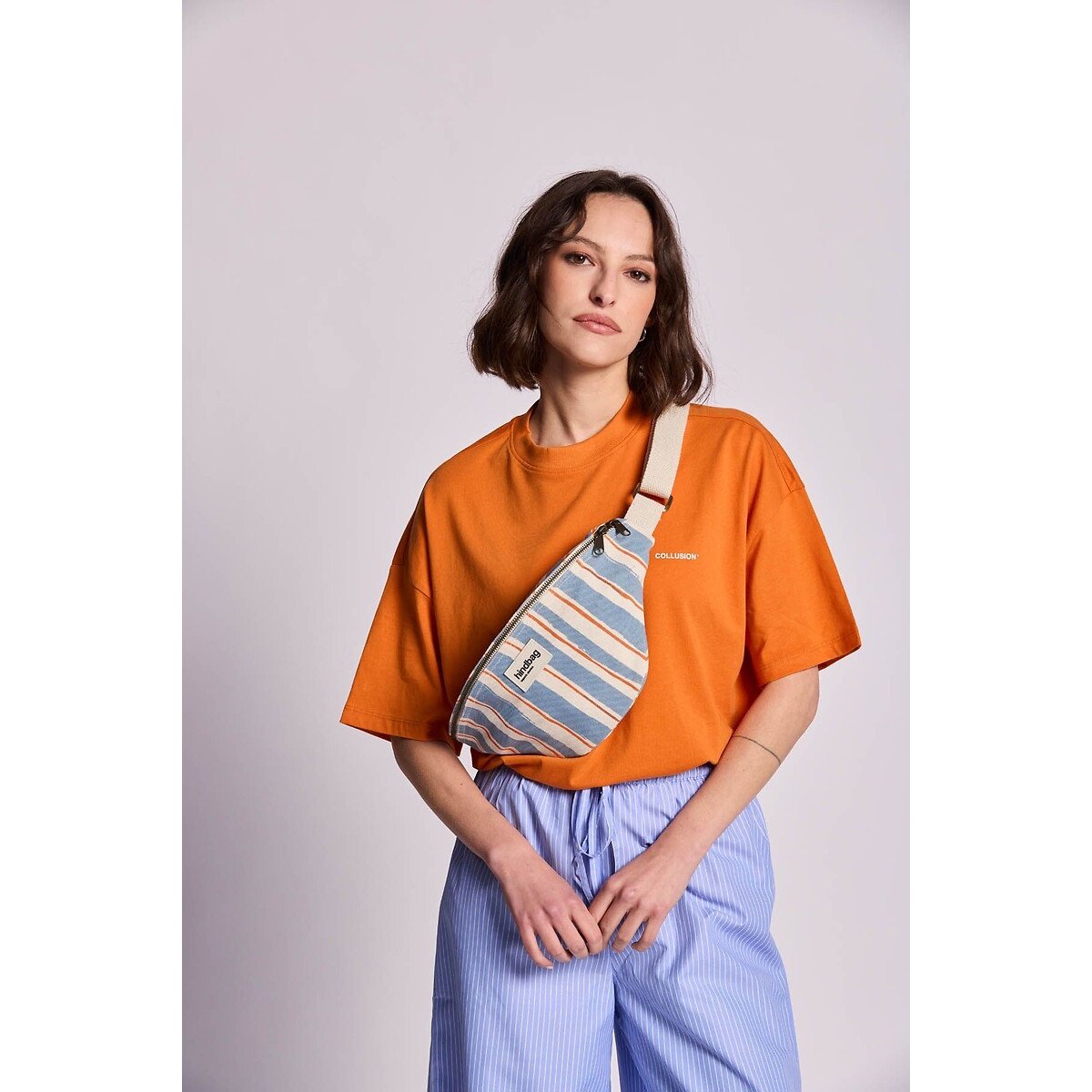 Riñonera a rayas, OLIVIA rayas azul/blanco, HINDBAG