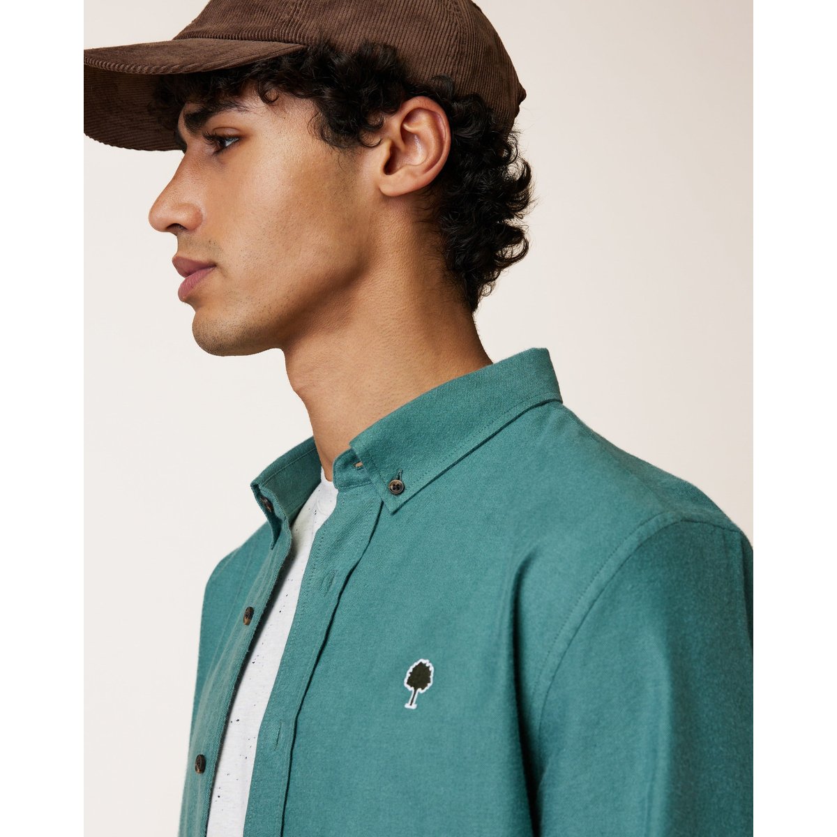Chemise en tissu Oxford vert clair grisé, FAGUO