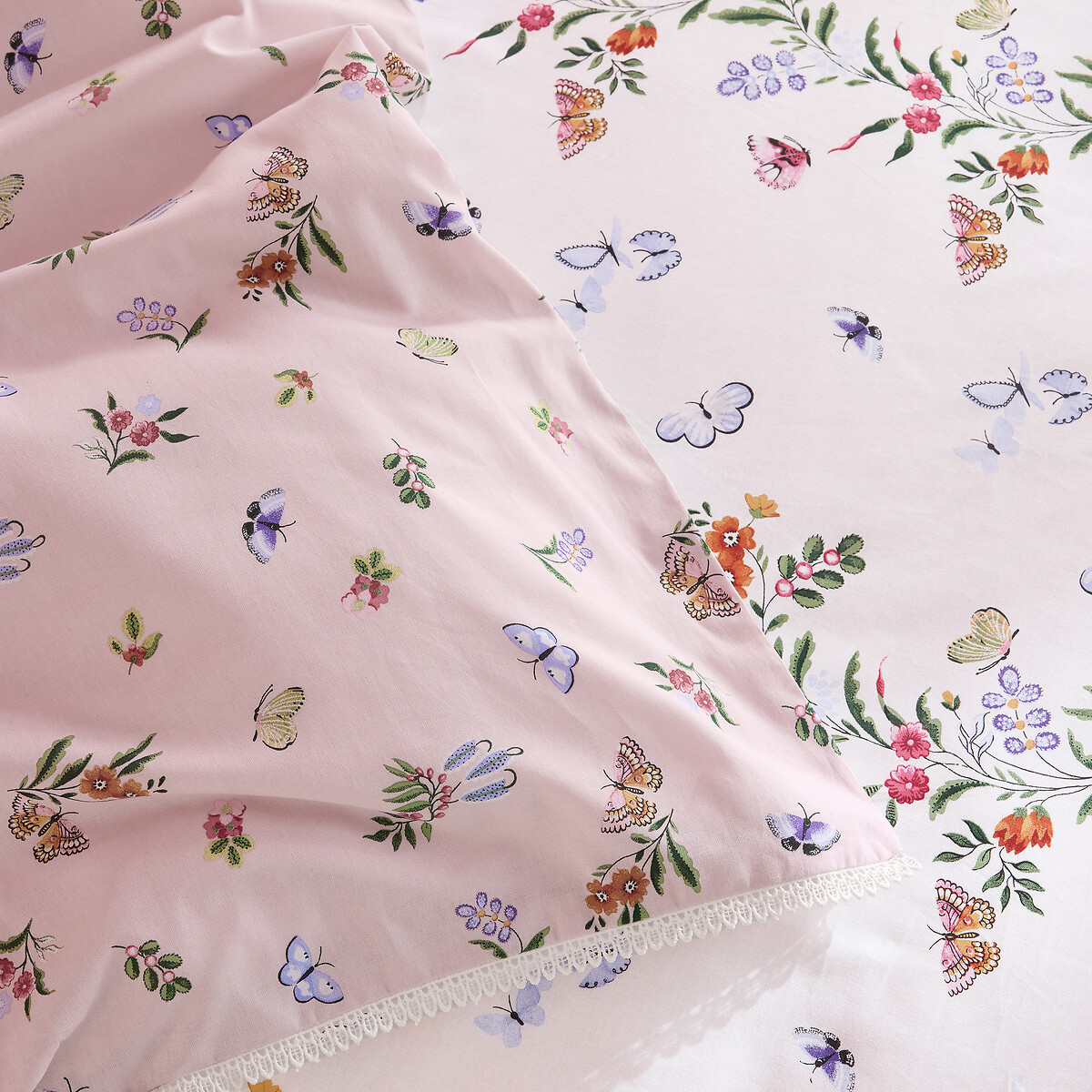 Flutter Floral Reversible Cotton Duvet Cover and Pillowcase Set pink, CATH KIDSTON