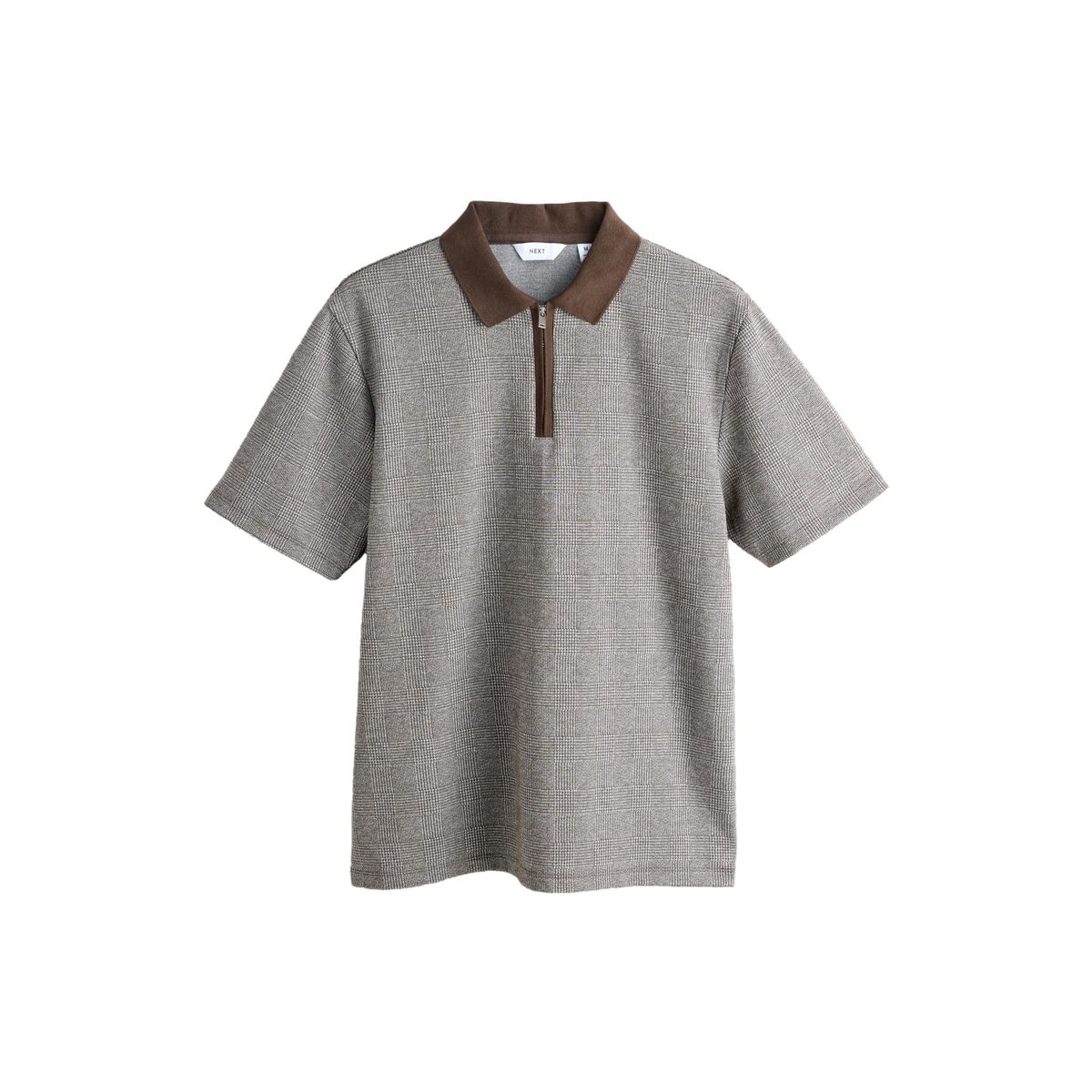 Polo héritage brossé à motif marron à carreaux, NEXT