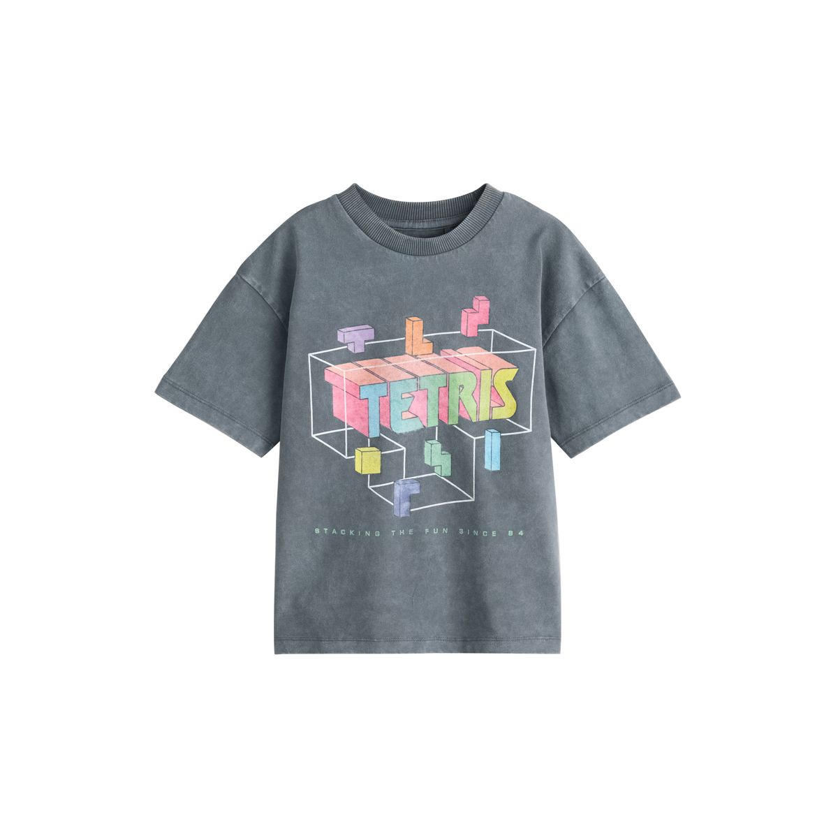 T-shirt à manches courtes tetris gris anthracite, NEXT