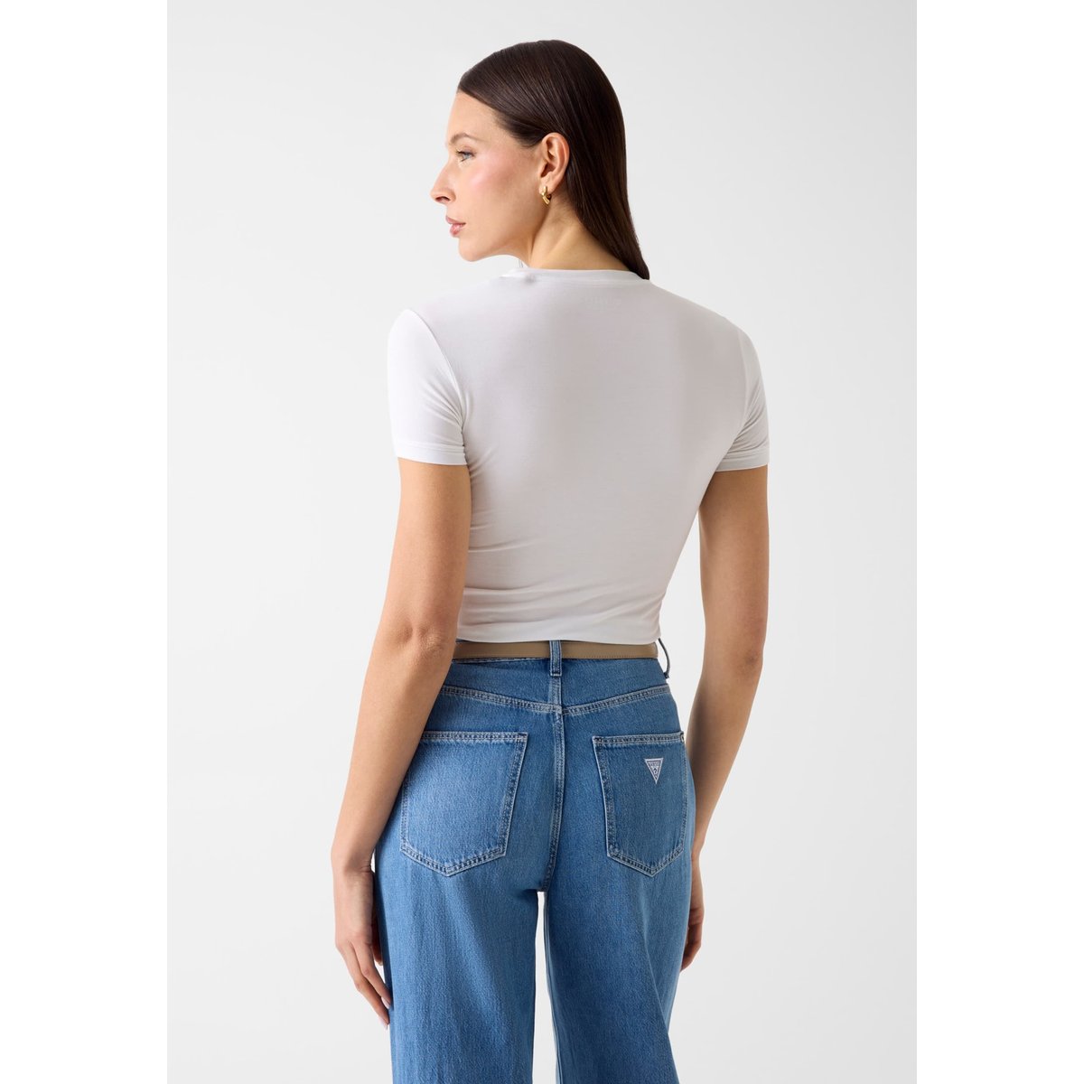 T-Shirt Avec Logo En Strass blanc, GUESS
