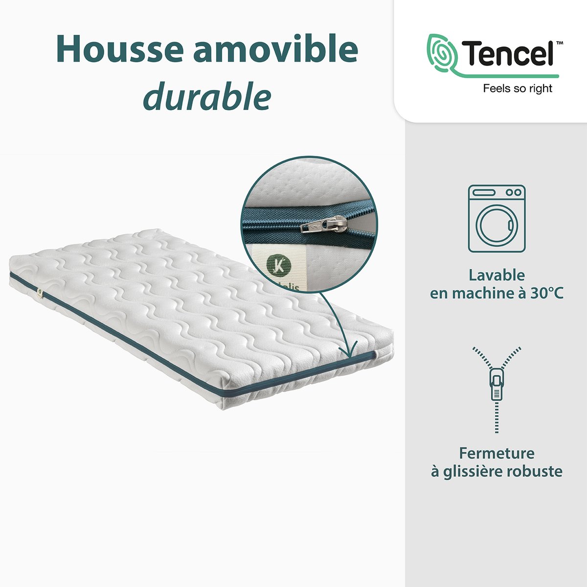 Matelas Bébé latex déhoussable COCOLEGEND® blanc, KADOLIS
