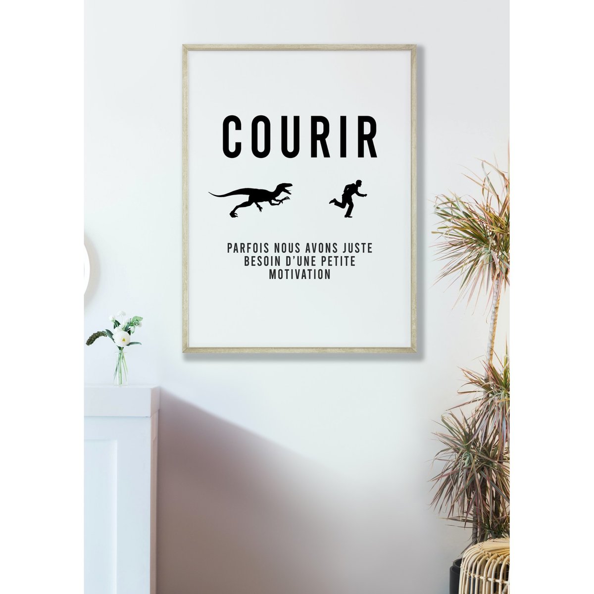 Affiche 'Courir : parfois nous avons juste besoin...' blanc, L'AFFICHERIE