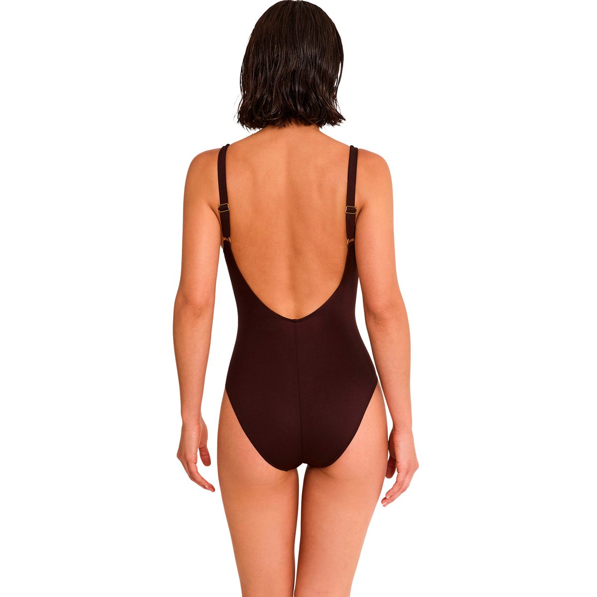 Maillot de bain une pièce sculptant armaturé DUNA marron, SELMARK MARE
