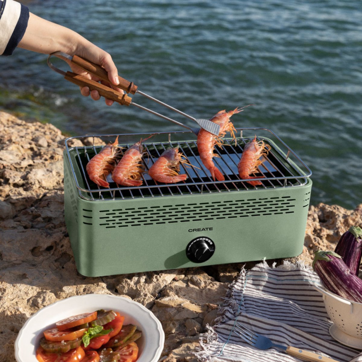 Barbecue portatif au charbon BBQ COMPACT vert, CREATE
