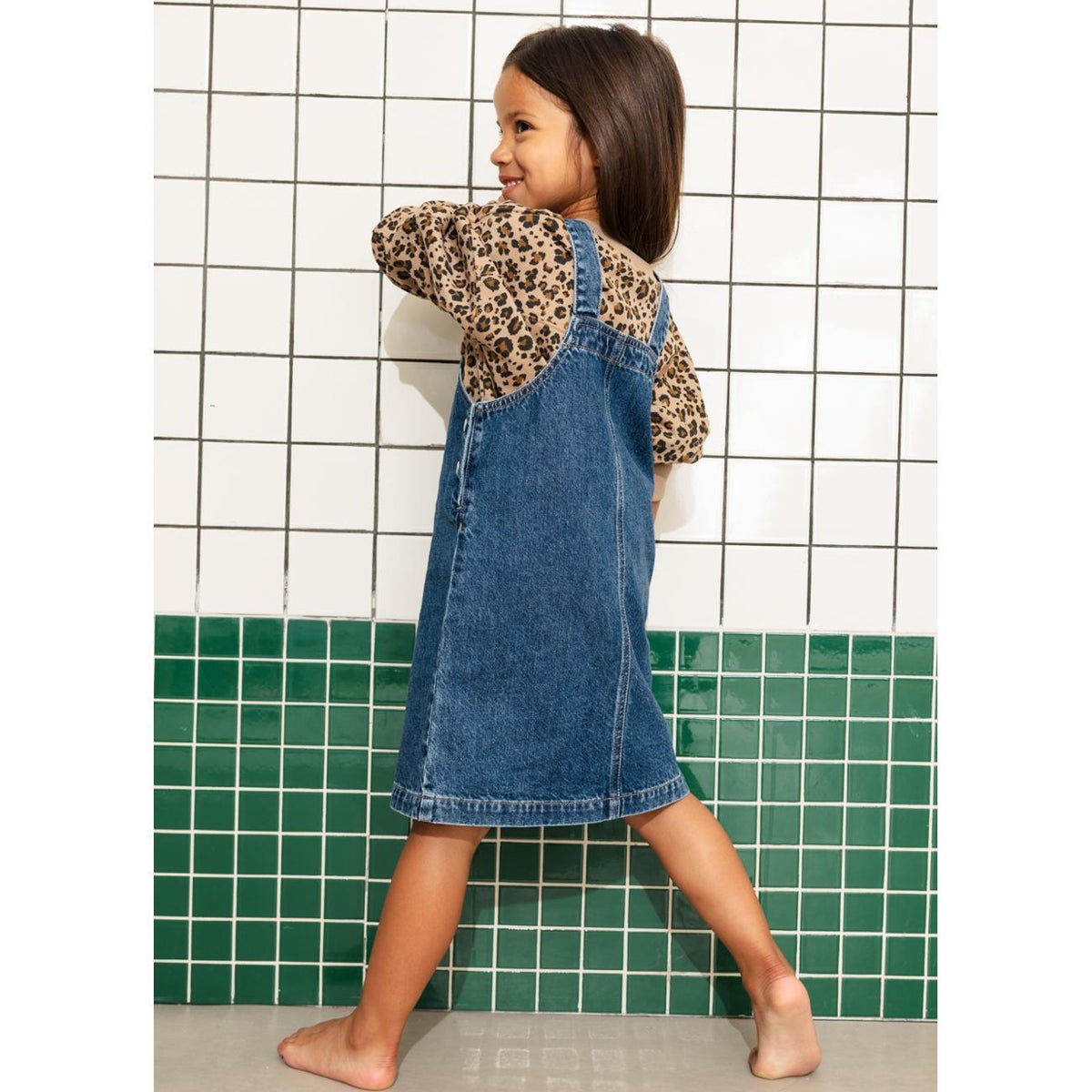 Robe-salopette enfant en jean jean moyen, PROMOD