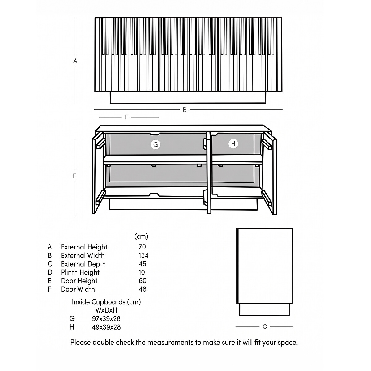 Hampstead Mango Wood 3 Door Sideboard light wood, SWOON