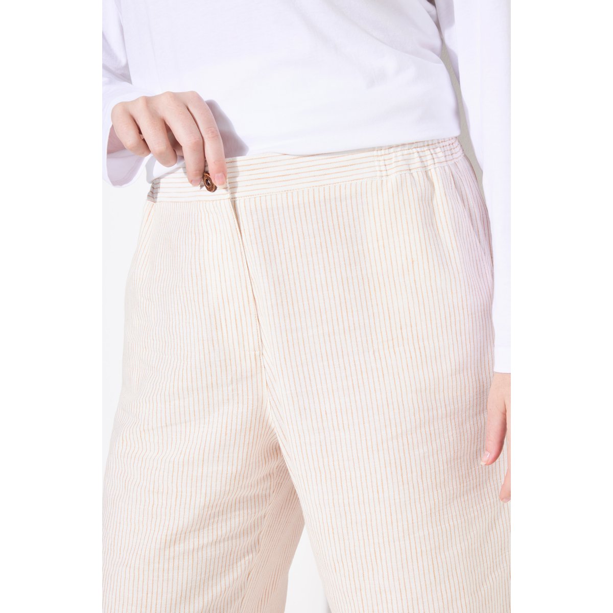 Short, rayures, jambes larges blanc perle, ULLA POPKEN