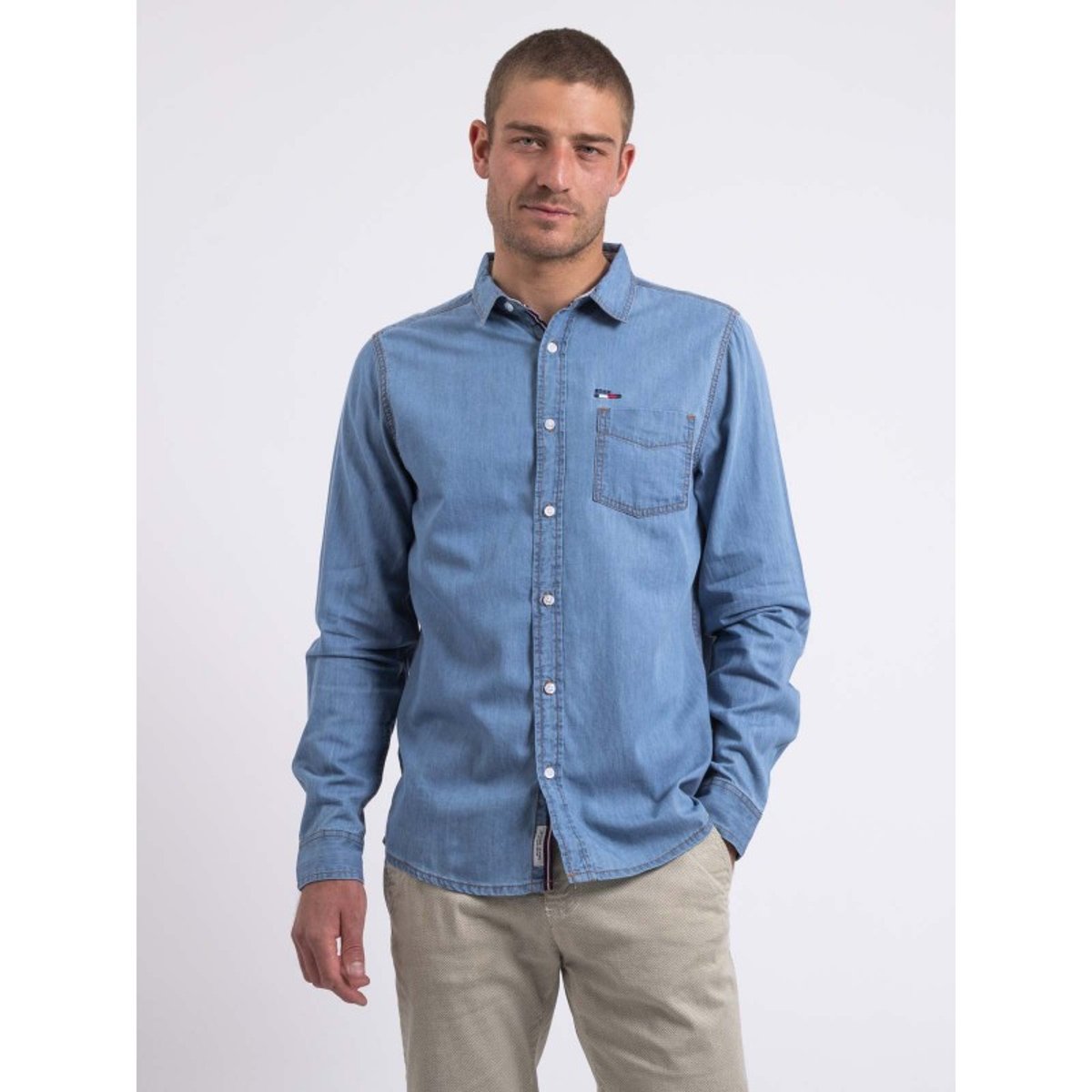 Chemise Manches Longues Effet Denim Denvik bleu, RITCHIE